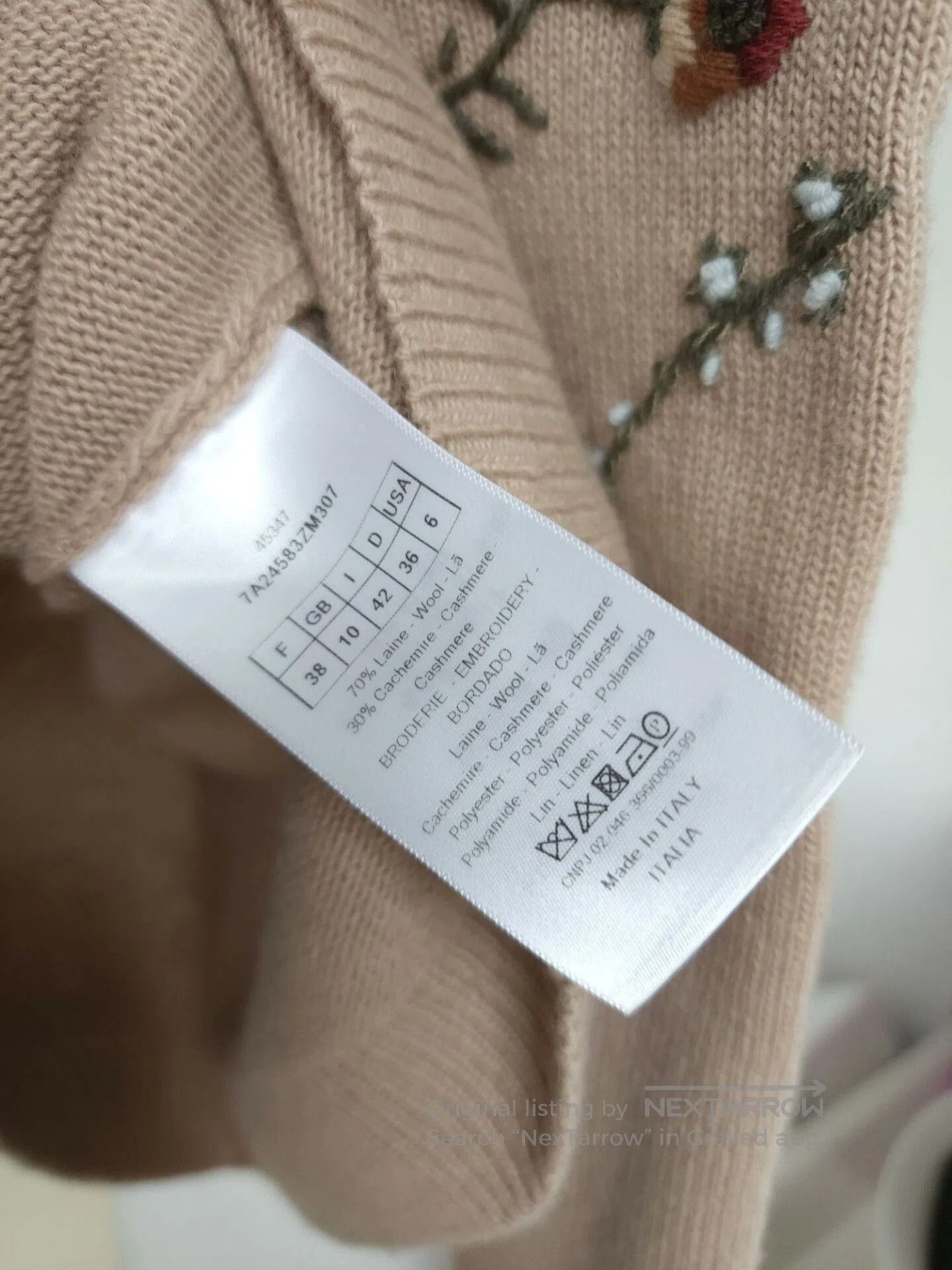Dior Christian Dior Floral Embroidered Knit Sweater. Size US S / EU 44-46 / 1 - 6 Thumbnail