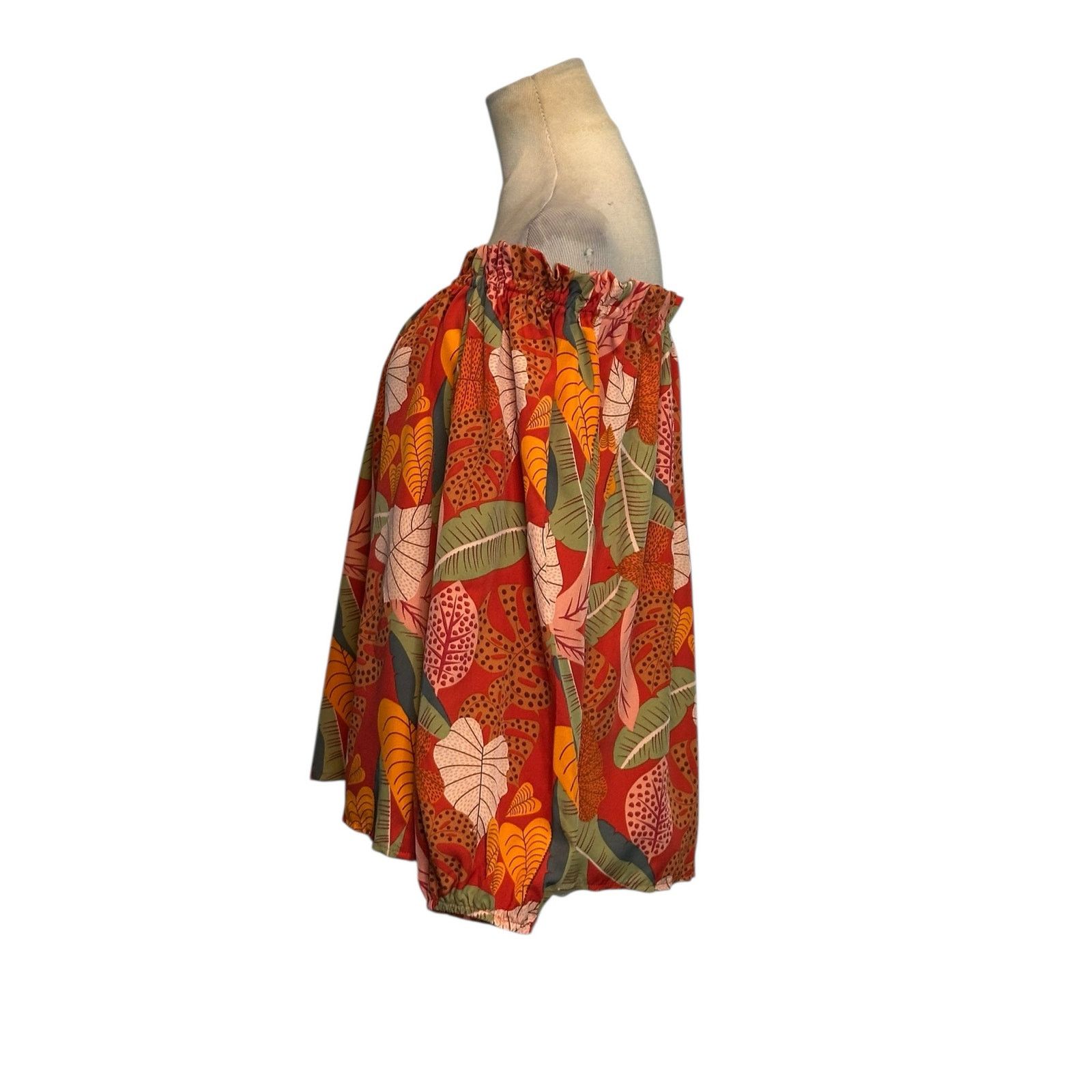 Shein Shein orange red floral off shoulder blouse size Large Size L / US 10 / IT 46 - 5 Thumbnail