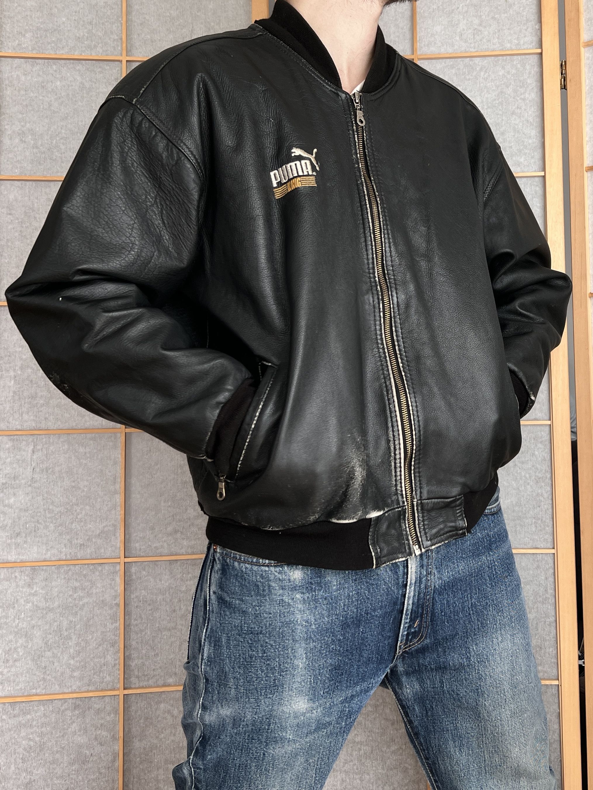 Puma PUMA KING rare vintage 1985 boxy bomber leather jacket baggy Size US L / EU 52-54 / 3 - 13 Thumbnail