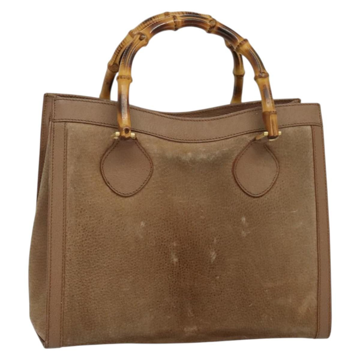 Gucci GUCCI Bamboo Hand Bag Suede Beige Gold 000 2853 0260 0 Size ONE SIZE - 1 Thumbnail