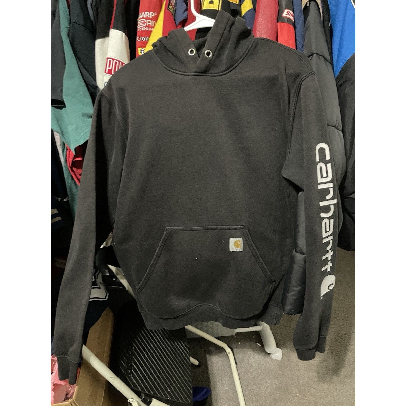 Carhartt Size S- Carhartt Hoodie Black Logo Spellout Pullover Mens Size US S / EU 44-46 / 1 - 1 Thumbnail