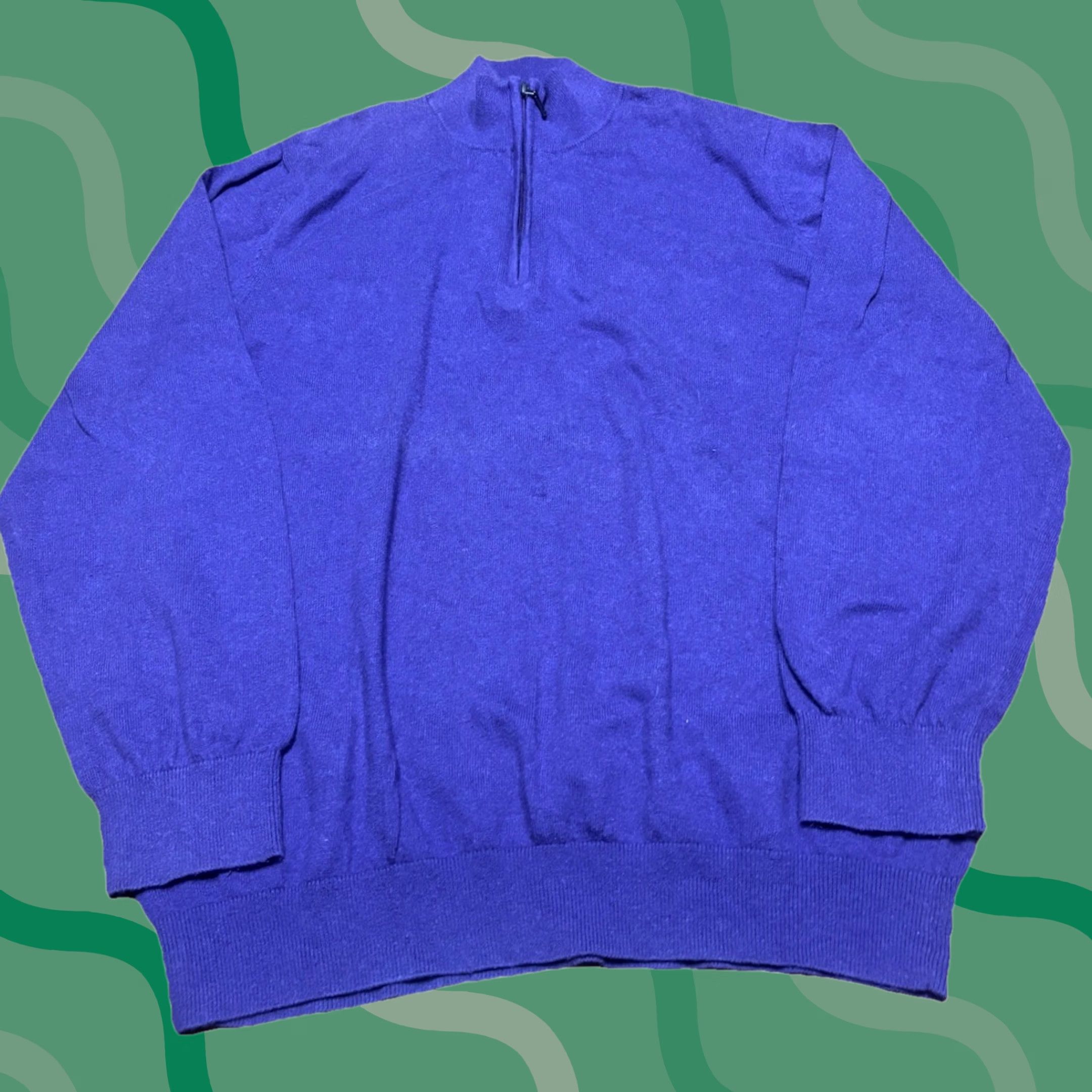 Vintage L.L.Bean Men’s XL Quarter Zip Sweater Purple Cotton Cashmere Pullover Sweater Big Tall Mens XL Purple Cotton Cashmere Quarter Zip Sweater Size US XL / EU 56 / 4 - 1 Thumbnail