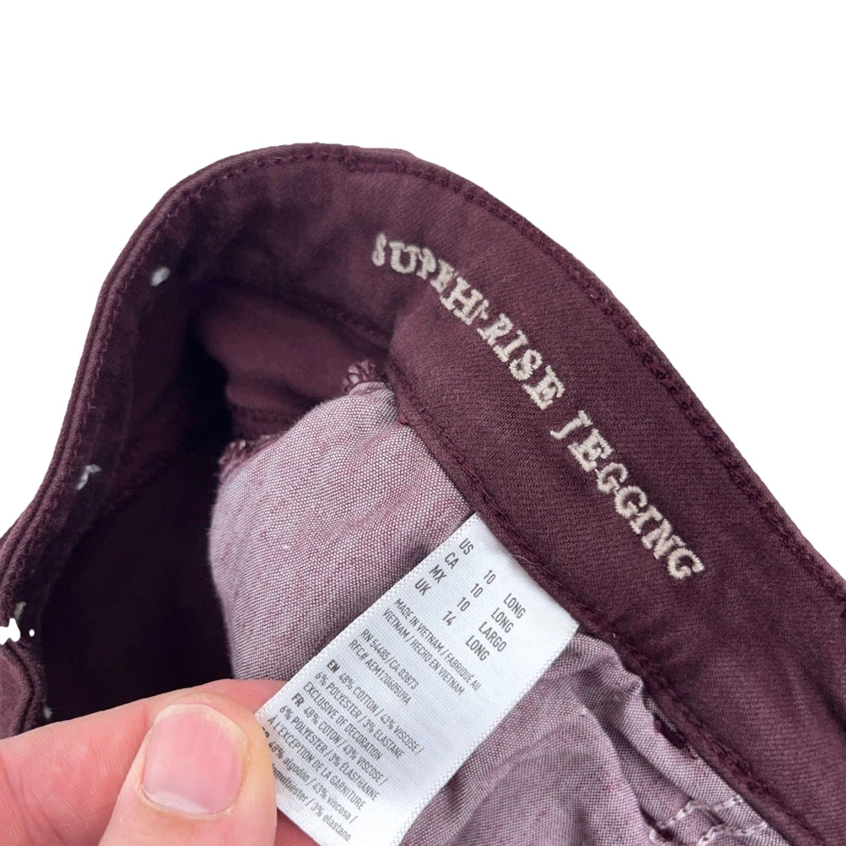 American Eagle Outfitters American Eagle Jeans Women 8 Jegging Super High Rise Marron Burgundy Pants Size 30" / US 8 / IT 44 - 5 Thumbnail