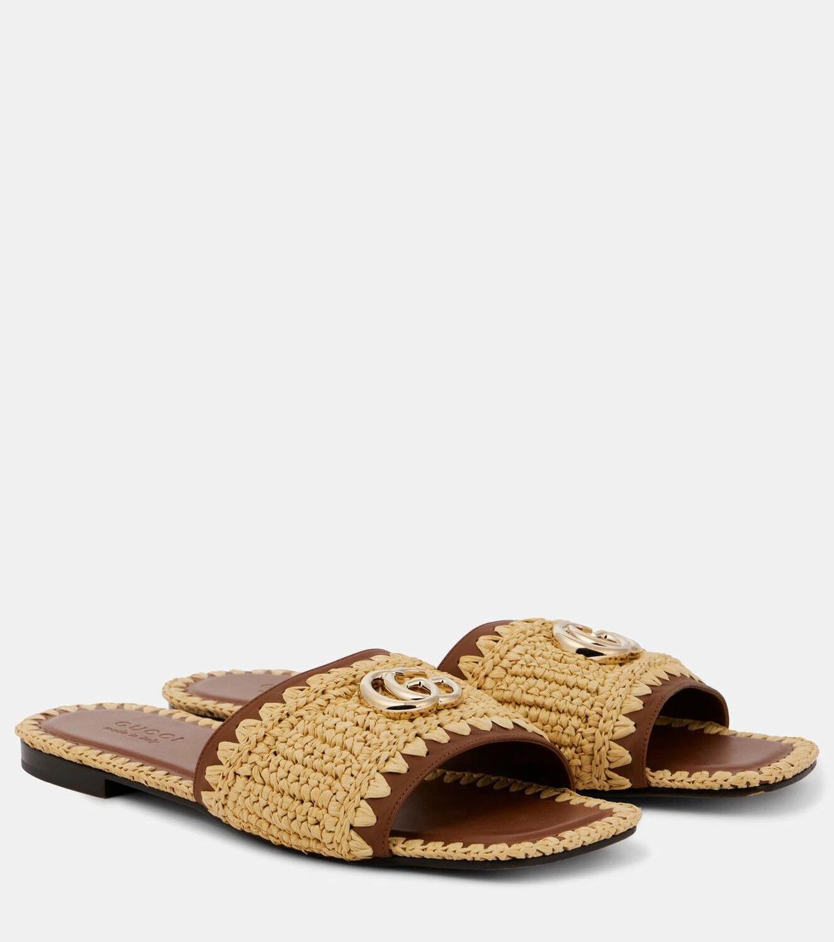 Gucci o1B3y1r0526 Double G Leather Slides Slippers in Beige Size US 9 / IT 39 - 3 Thumbnail