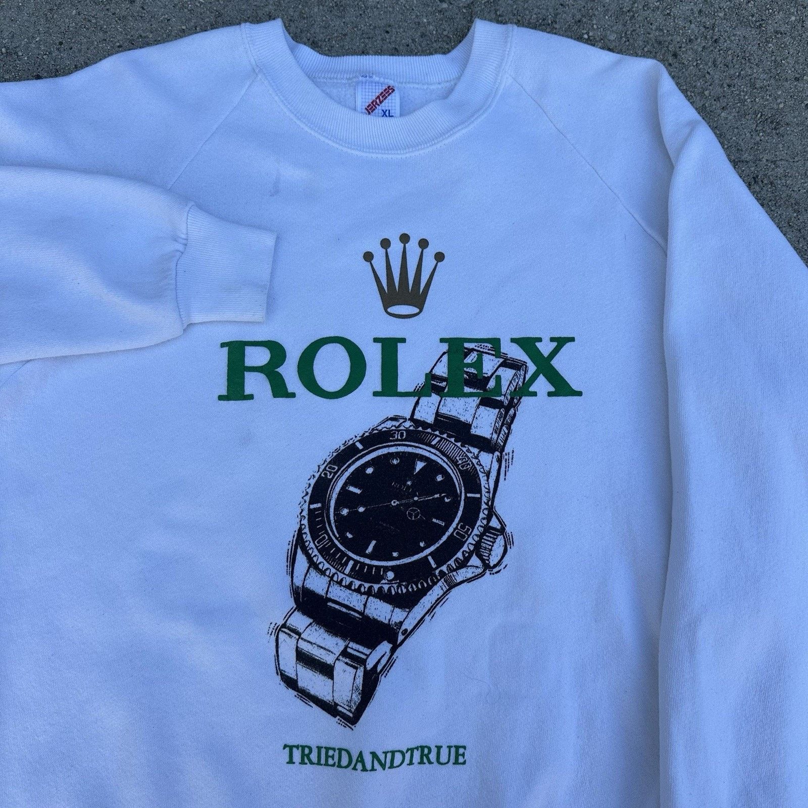 Rolex × Vintage Vintage 90s Rolex Watch Promo White Sweatshirt Made In USA Size US XL / EU 56 / 4 - 2 Thumbnail