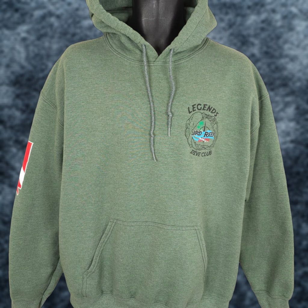 Gildan 3rd Reef Divers Sweatshirt Hoodie Mens Size Large Green Legends Dive Club Size US L / EU 52-54 / 3 - 1 Thumbnail