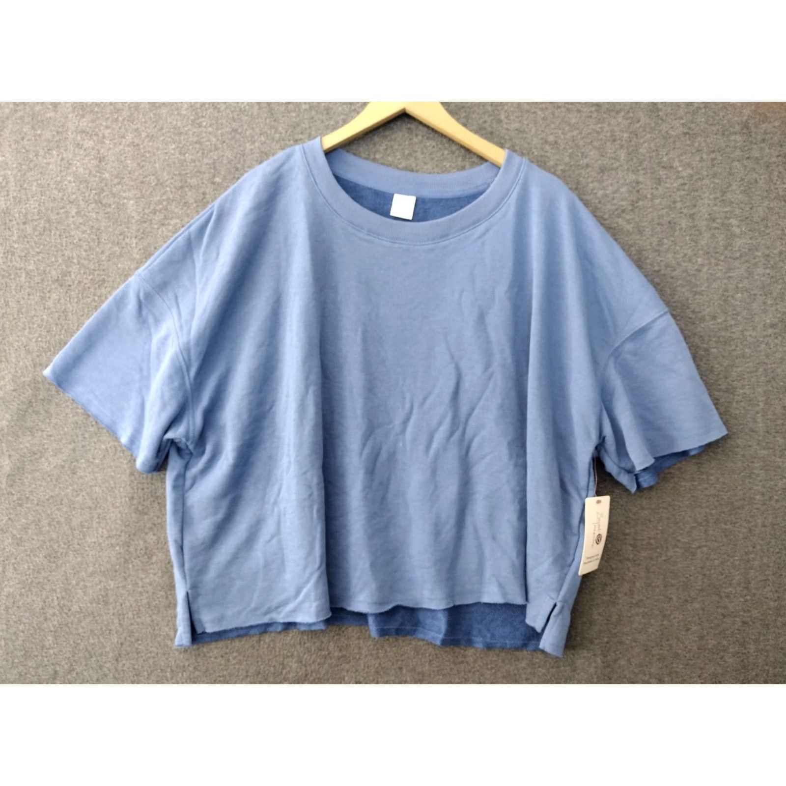 Vintage Secret Treasures Blue Crop Sleepshirt 2X Adult Womens Cotton Blend Crew Neck Short Sleeve Lounge Sleepwear Size XXL / US 16-18 / IT 52-54 - 2 Thumbnail