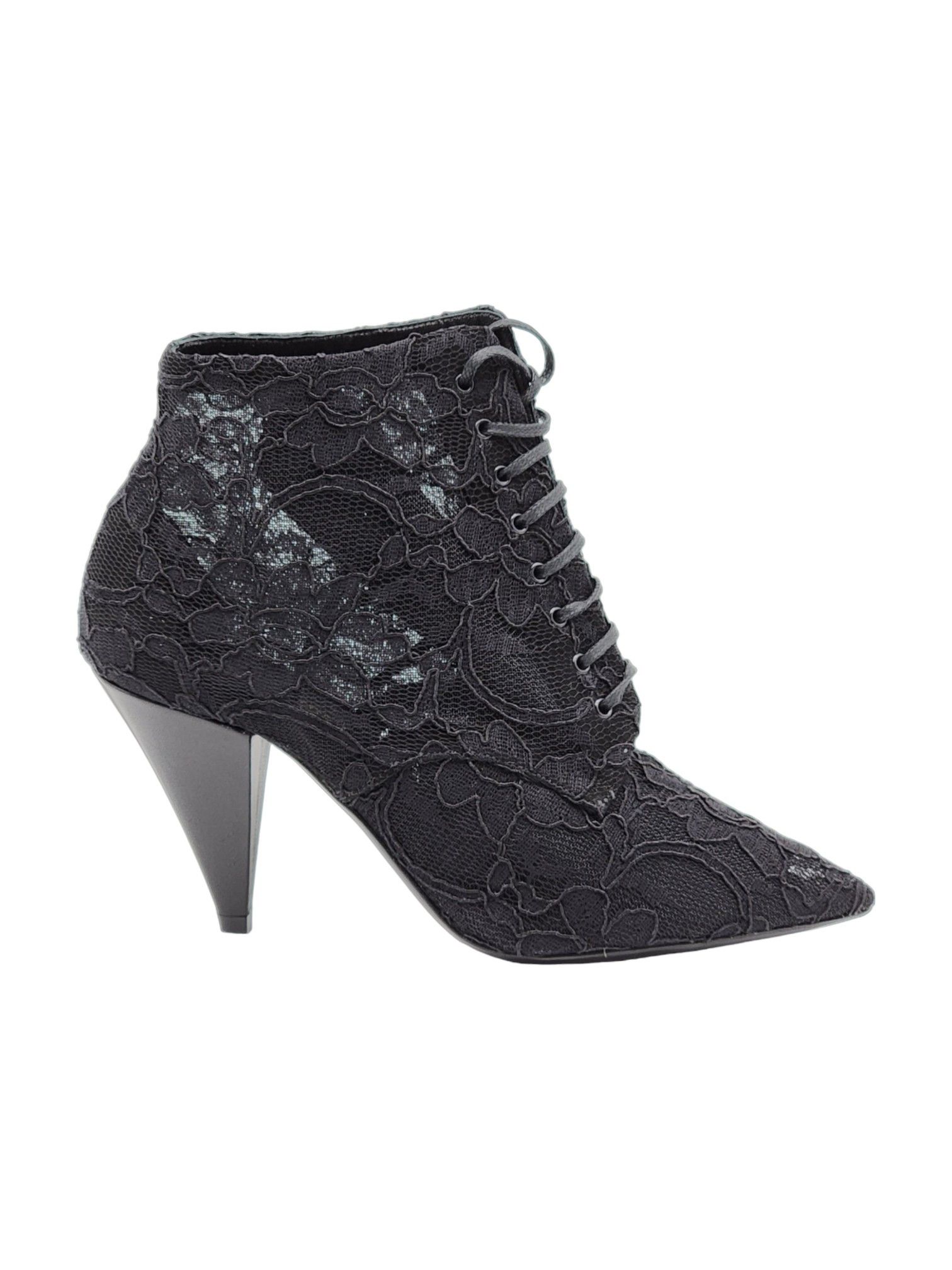 image of Saint Laurent Paris Kiki Lace Boots | Black | New $990, Women's (Size 7)