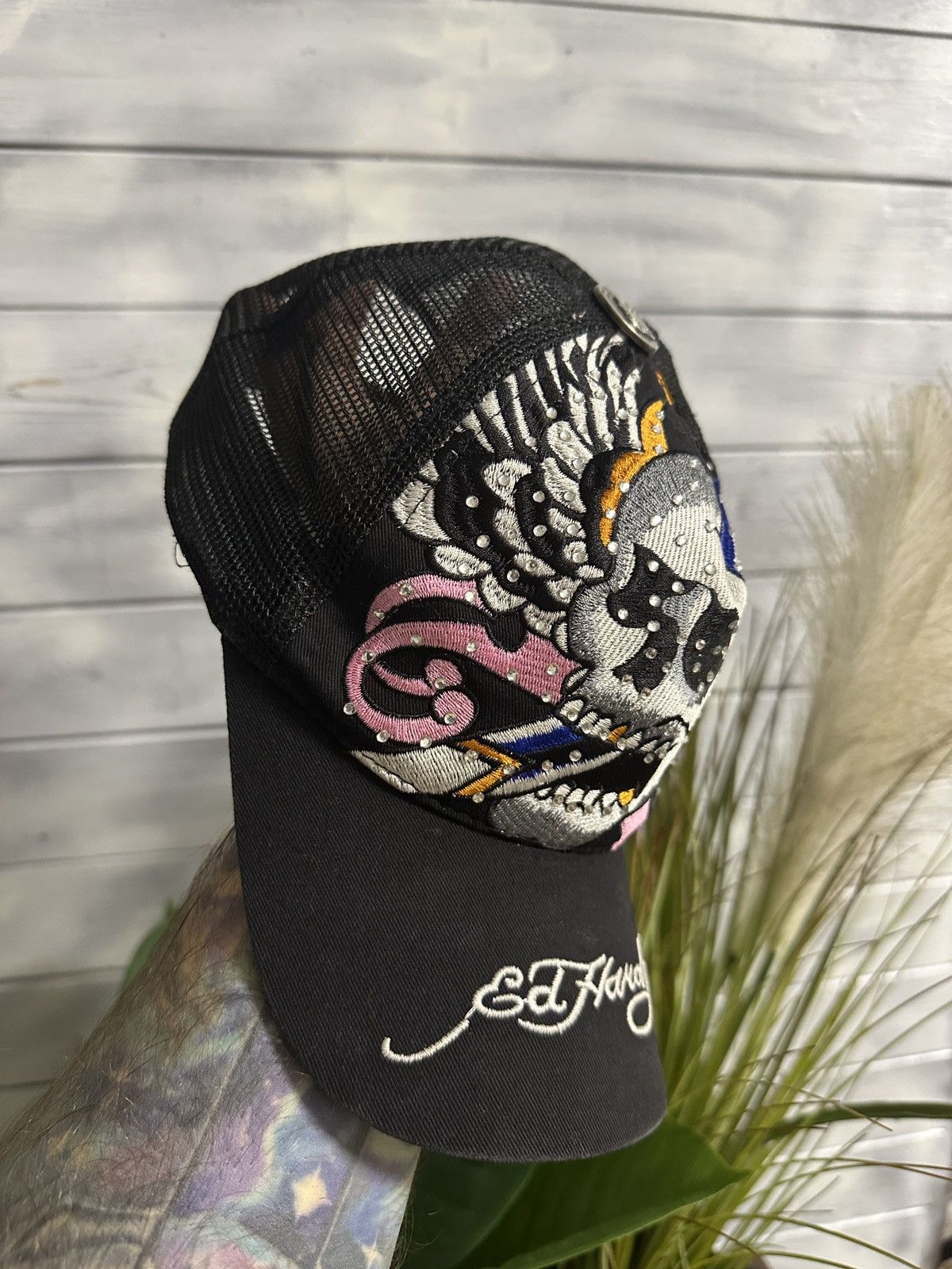 Ed Hardy Rare Vintage Cap Ed Hardy Tattoo Wear Skull Size ONE SIZE - 3 Thumbnail