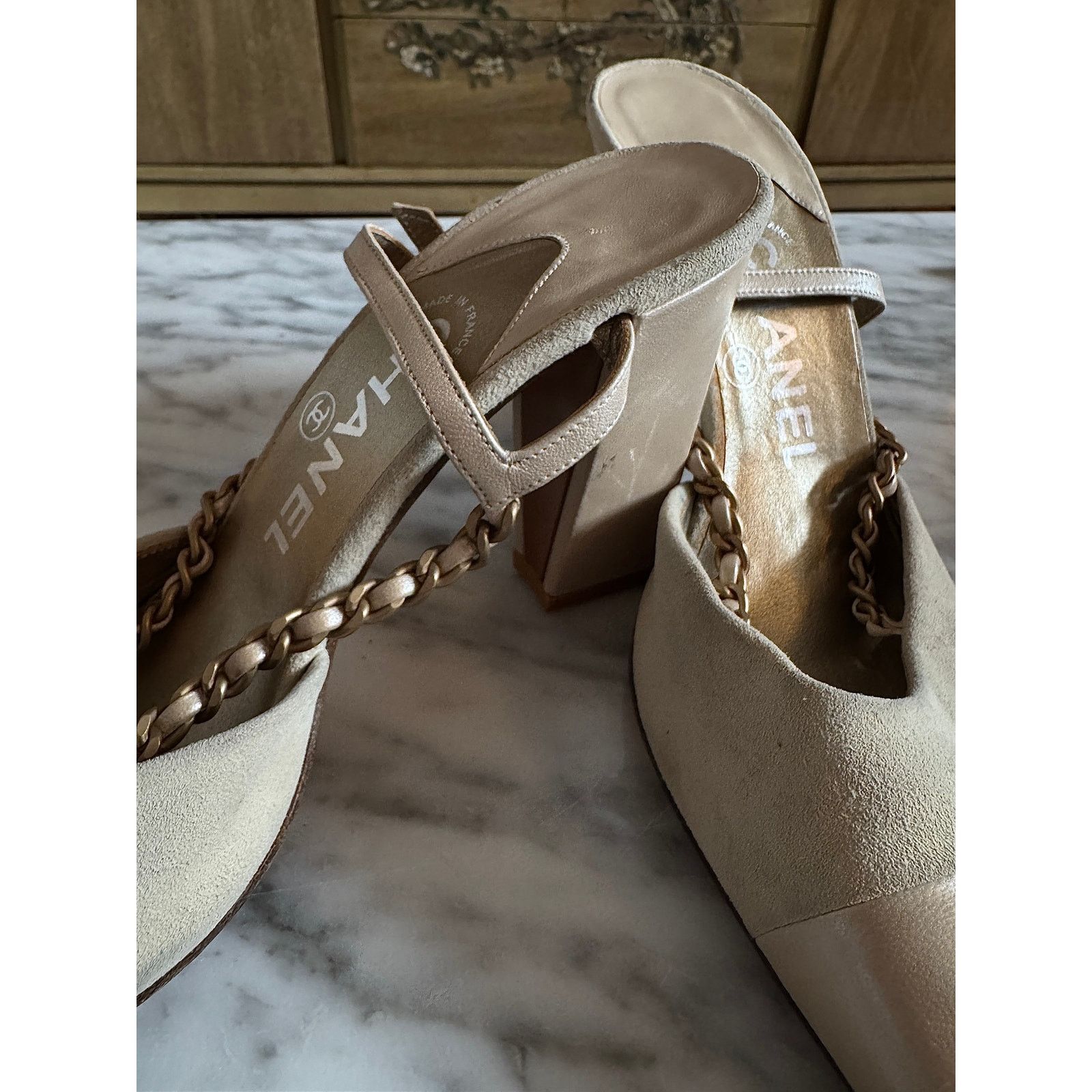 Chanel Vintage Chanel Cream Pointed Toe Slingback Heels Size US 8 / IT 38 - 2 Thumbnail