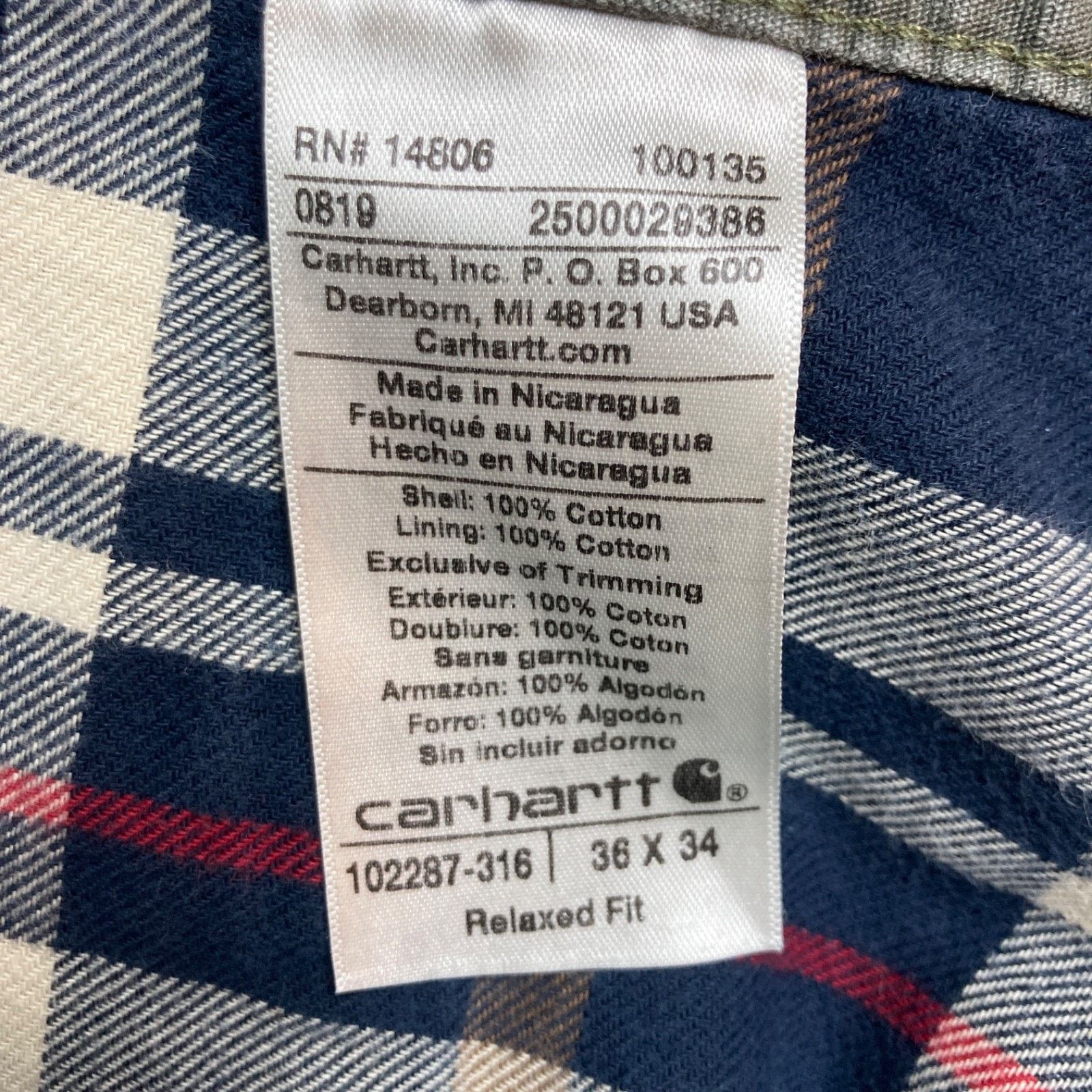 Carhartt Carhartt Cargo Pants 36x34 Green Ripstop Plaid Flannel Lined Size US 36 / EU 52 - 12 Thumbnail