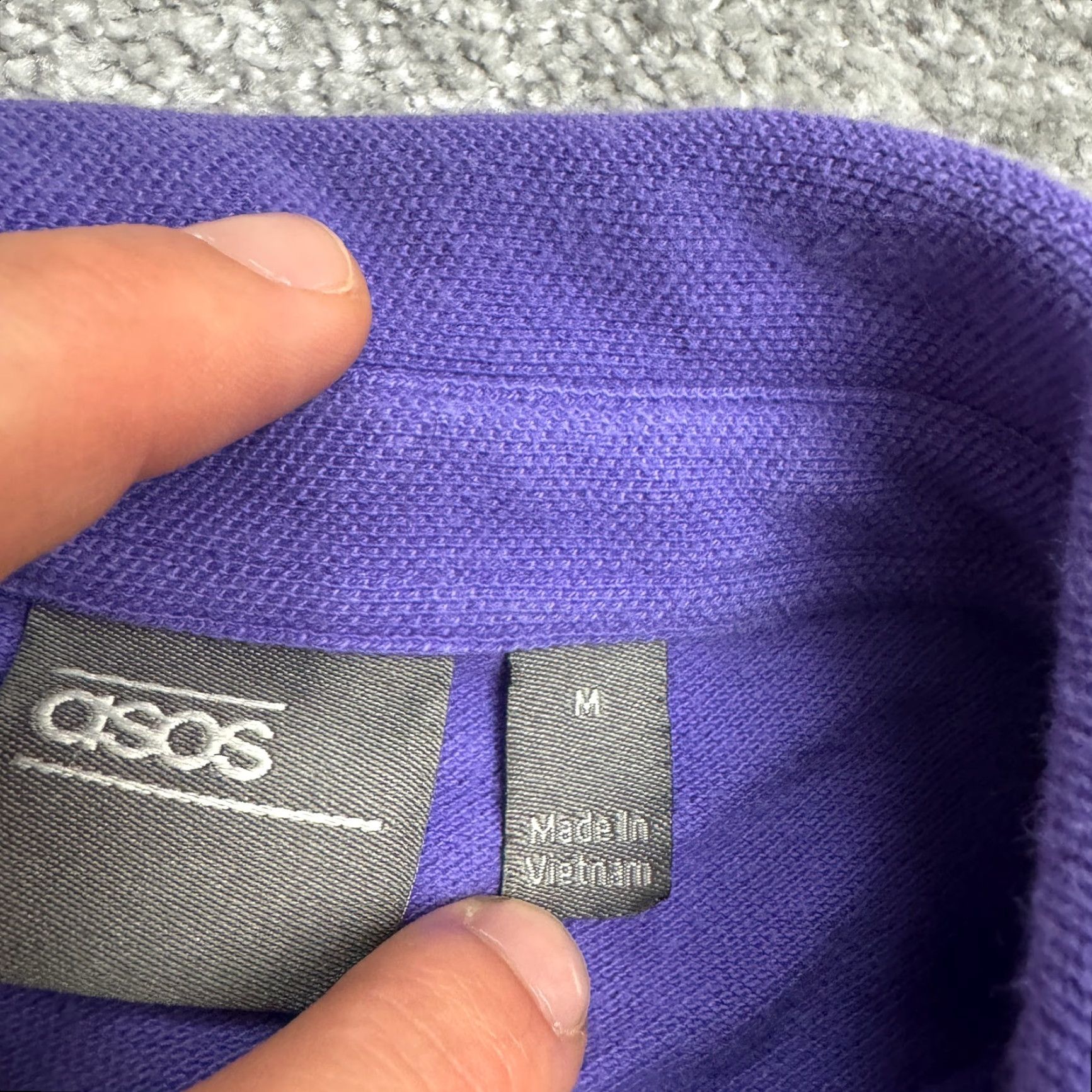 Asos ASOS Button-Down Polo Shirt Mens Medium Purple Long Sleeve Oversized Pique Knit Shirt Adult M Purple Casual Classic Size US M / EU 48-50 / 2 - 7 Thumbnail