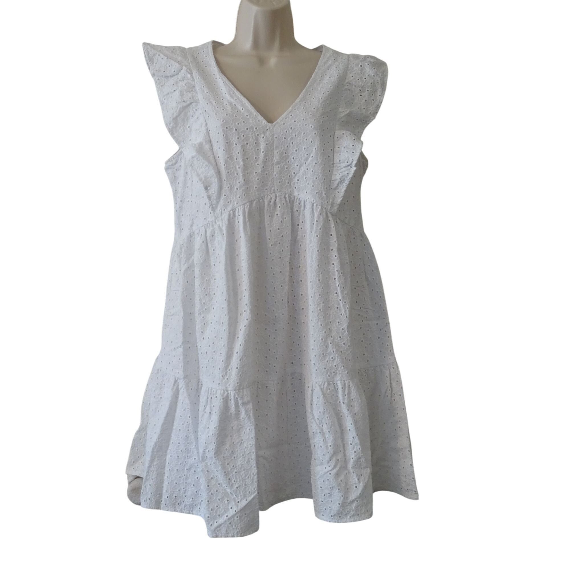 Other Time And Tru White Eyelet Sleeveless Tiered Dress Size M Size M / US 6-8 / IT 42-44 - 2 Thumbnail