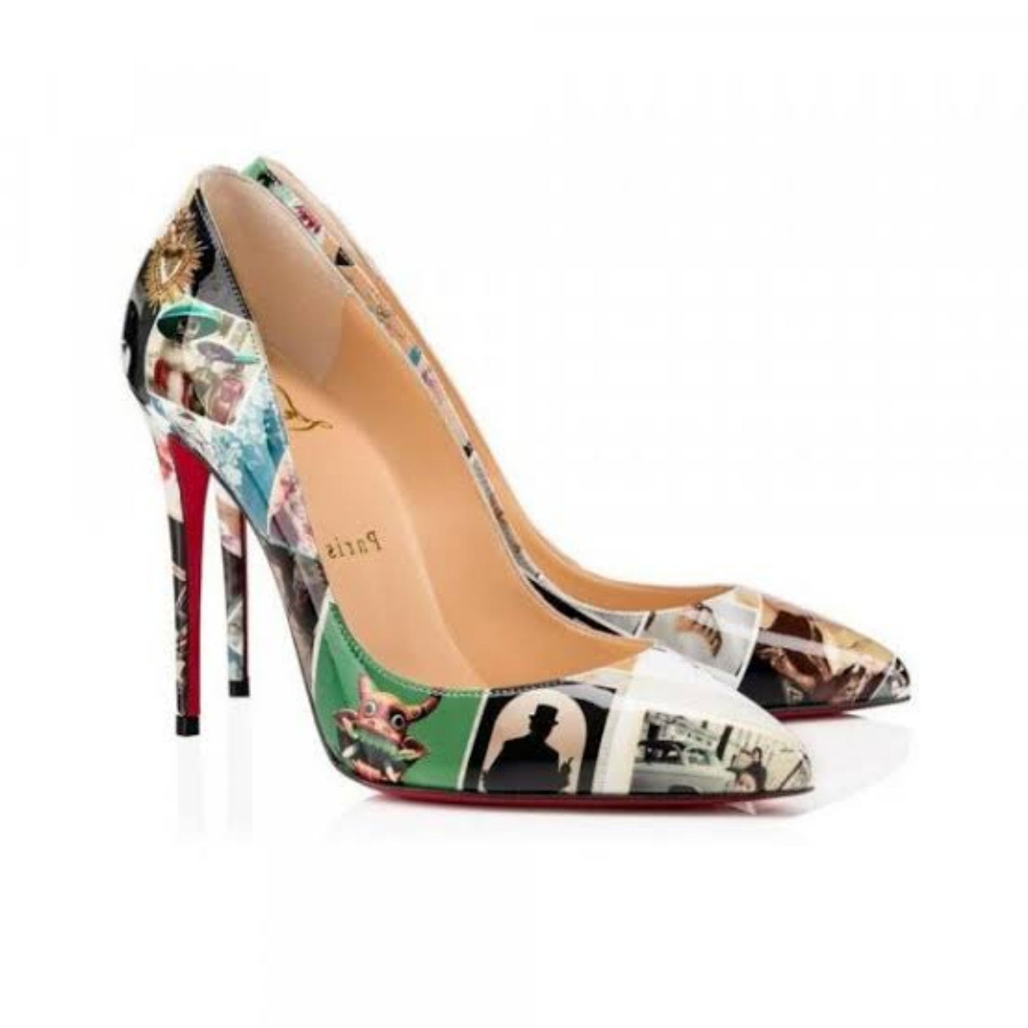 Christian Louboutin CHRISTIAN LOUBOUTIN Pigalle collage patent leather pumps 37 Size US 7 / IT 37 - 1 Thumbnail