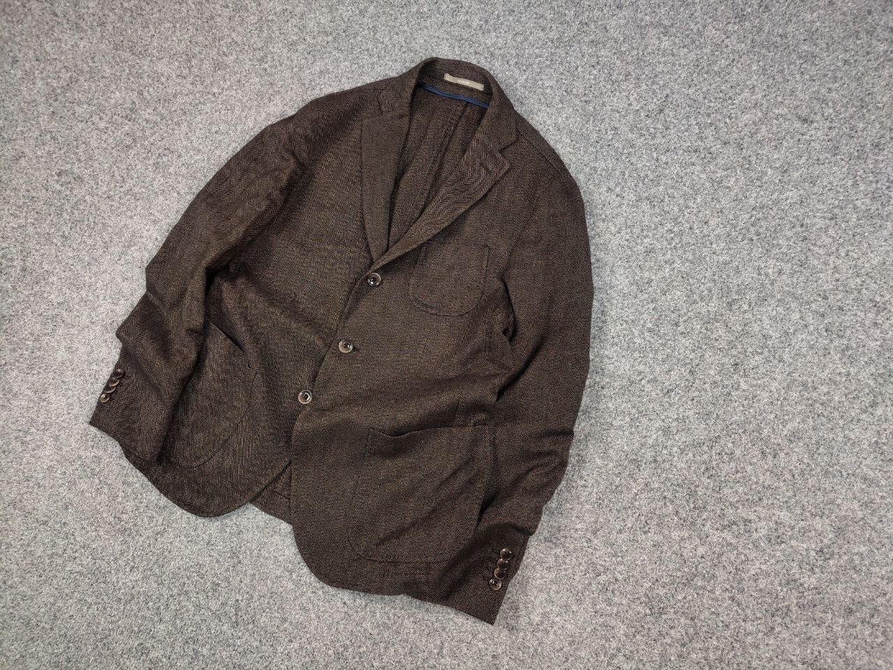 Paoloni Paoloni Design Brown Texture Wool Blend Blazer Jacket Size US M / EU 48-50 / 2 - 3 Thumbnail
