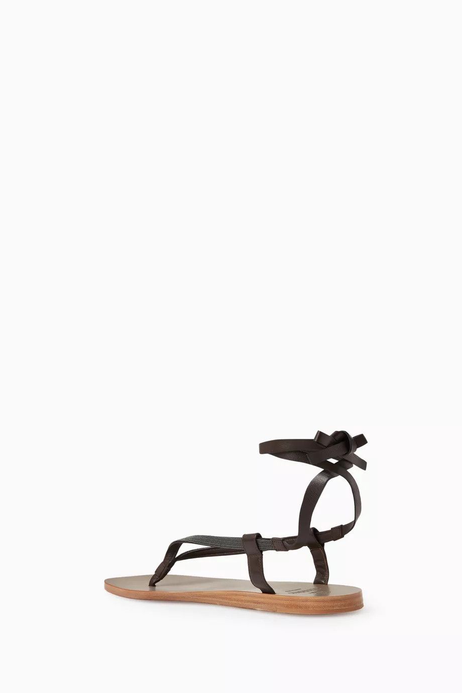 Brunello Cucinelli o1y0725 Leather Sandals in Dark Brown Size US 7.5 / IT 37.5 - 2 Thumbnail