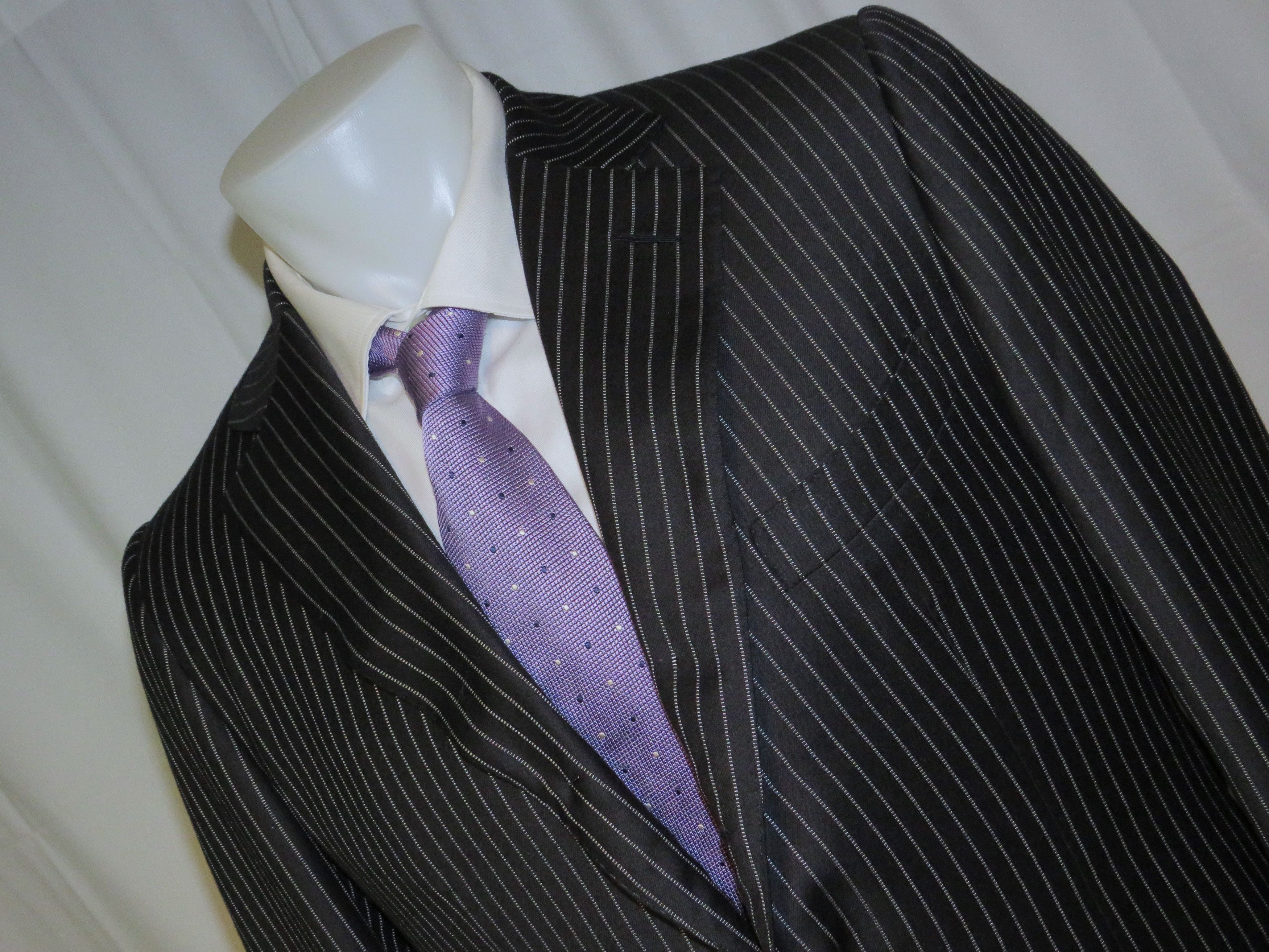 Tom Ford Base B Cashmere Blend Black Striped Three Roll Two Suit 42R Size 42R - 7 Thumbnail
