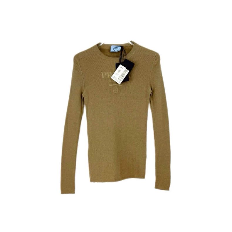 Prada Prada Camel classic logo wool sweater 2502-Nextarrow Size US XXS / EU 40 - 1 Thumbnail