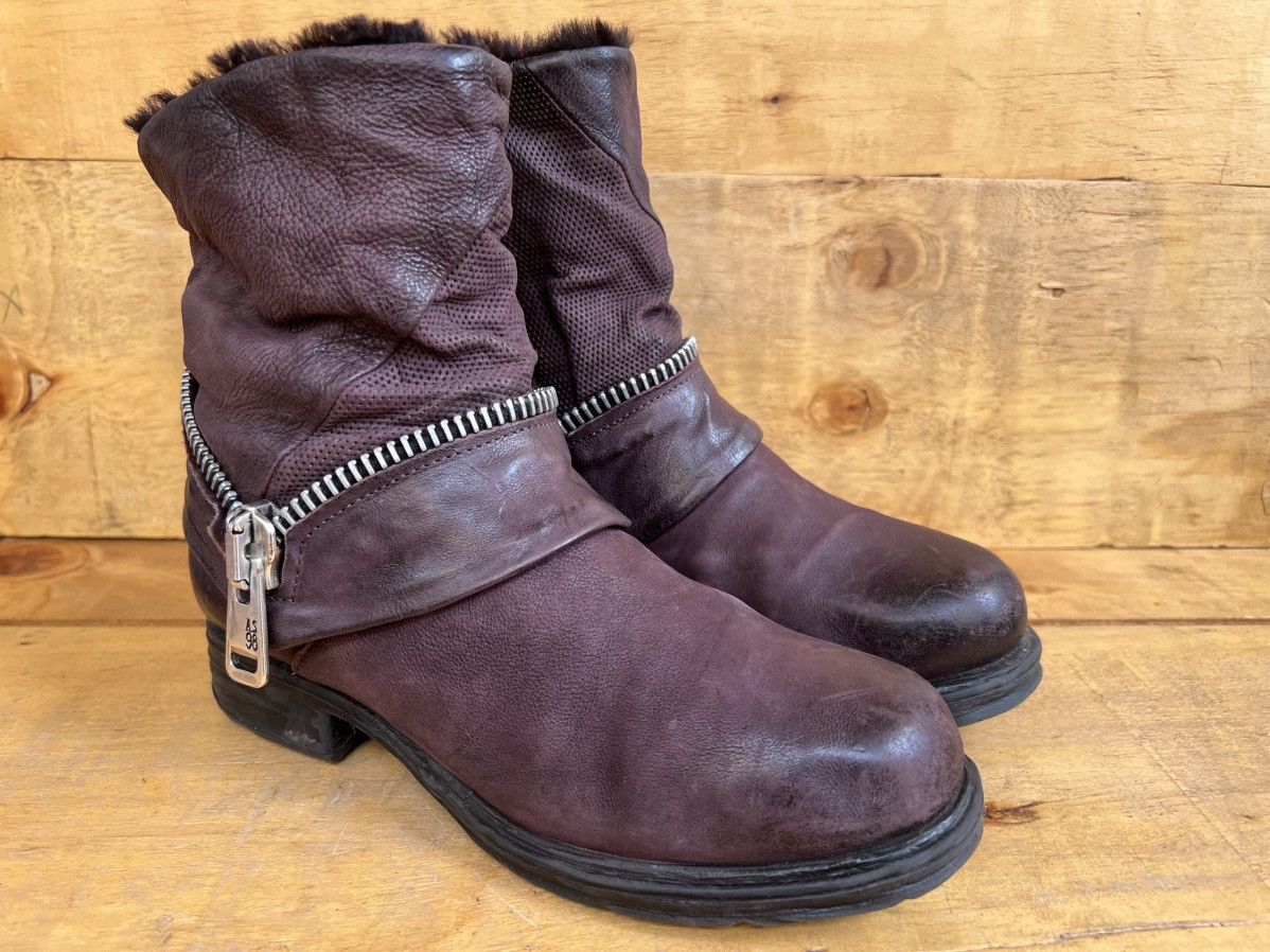 A.S.98 A.S.98 Ankle Leather boots Burgundy With Fur Inside Size US 7 / IT 37 - 1 Thumbnail