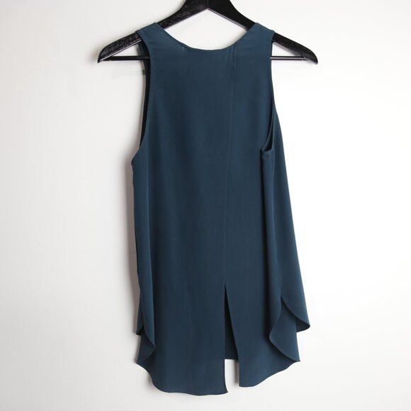 Aritzia Aritzia Wilfred 100% Silk Teal Flowy Crepe Tank Top Blouse Size S / US 4 / IT 40 - 6 Thumbnail