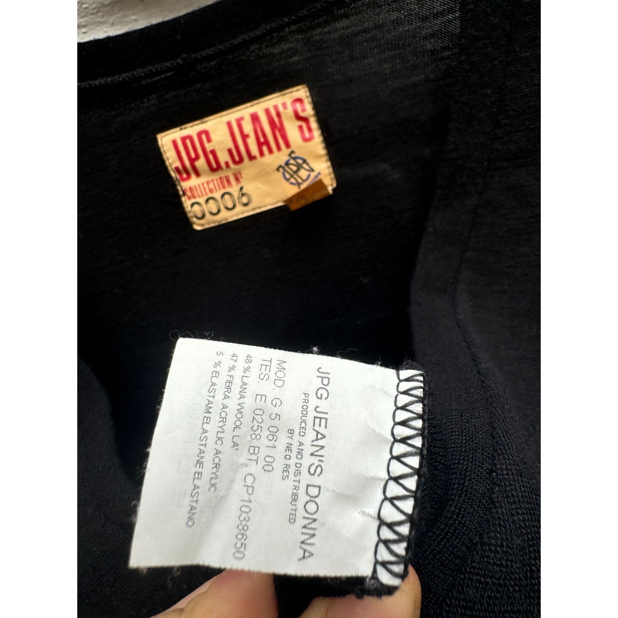 Jean Paul Gaultier Vintage Black Wool Front zipped Dress Size L / US 10 / IT 46 - 5 Thumbnail
