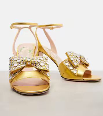 Christian Louboutin os11x0326 Bowow 95 Embellished Metallic Sandals in Gold Size US 10 / IT 40 - 5 Thumbnail