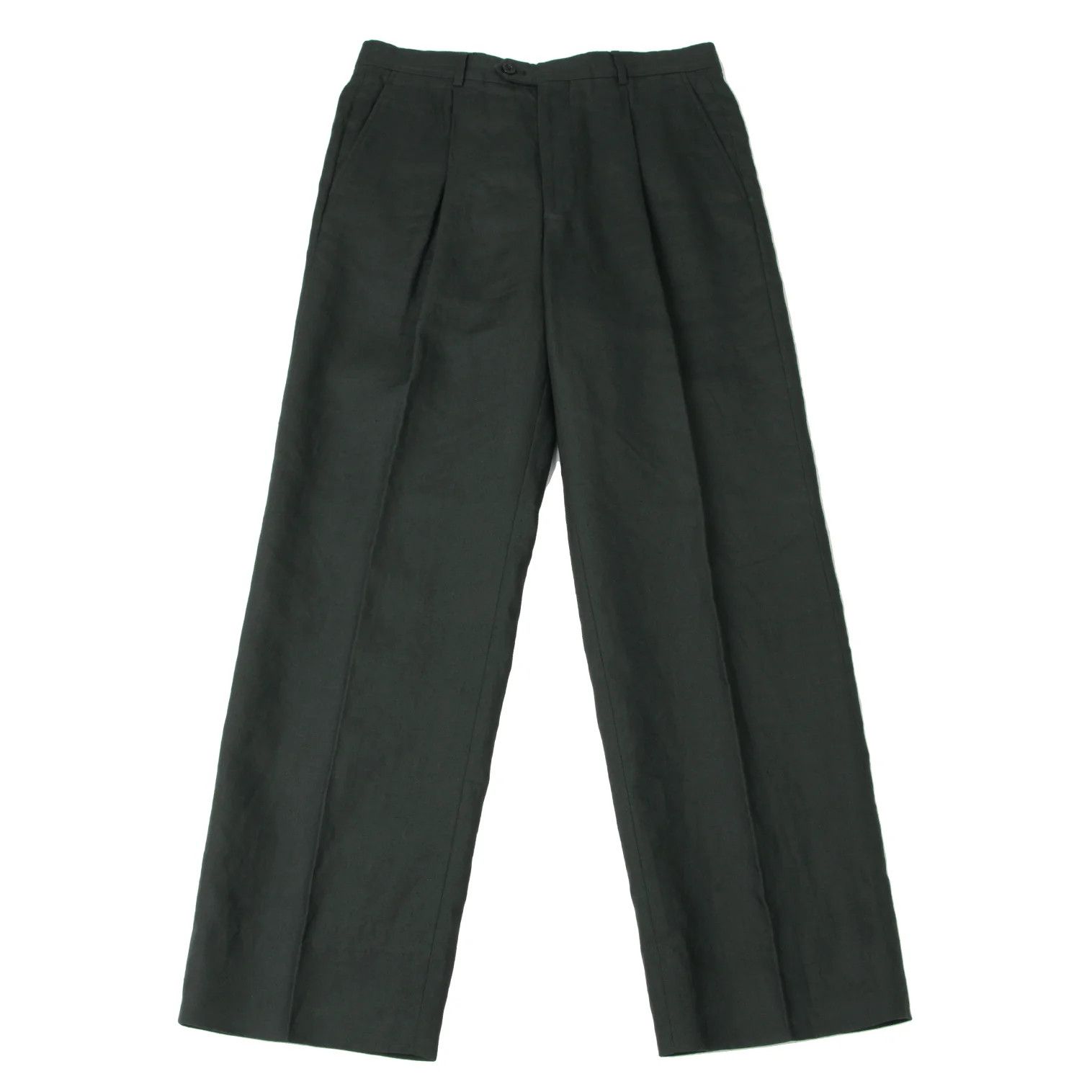 Linen Tuck Pants in Green Size M