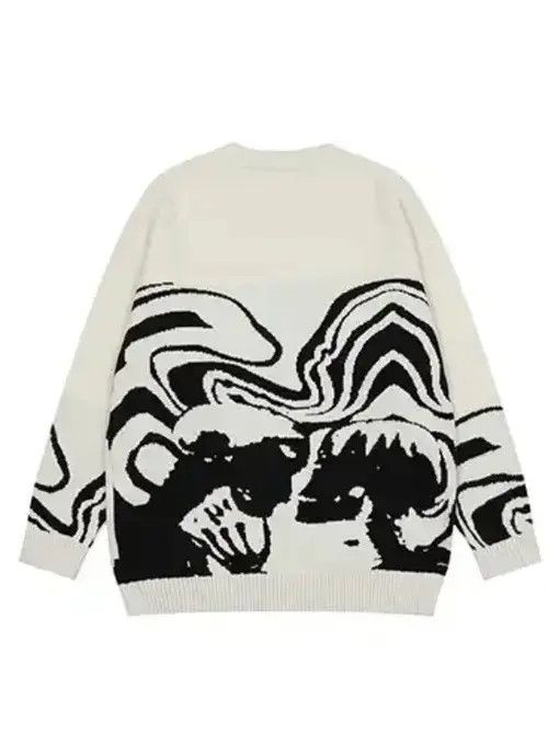 Aran Isles Knitwear × Other Painting Skull Graphic Knitted White Sweater Size US L / EU 52-54 / 3 - 2 Thumbnail