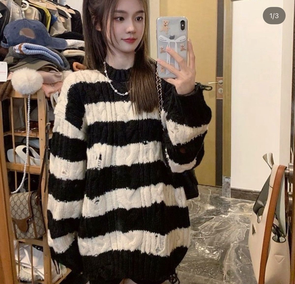 Hysteric Glamour Distressed Grunge Knit Mohair Stripe Styled Size US L / EU 52-54 / 3 - 3 Thumbnail