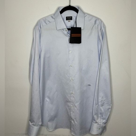 Ermenegildo Zegna Zegna Sea Island Cotton Long-Sleeve Tailoring Shirt Light Bl Size US M / EU 48-50 / 2 - 1 Thumbnail