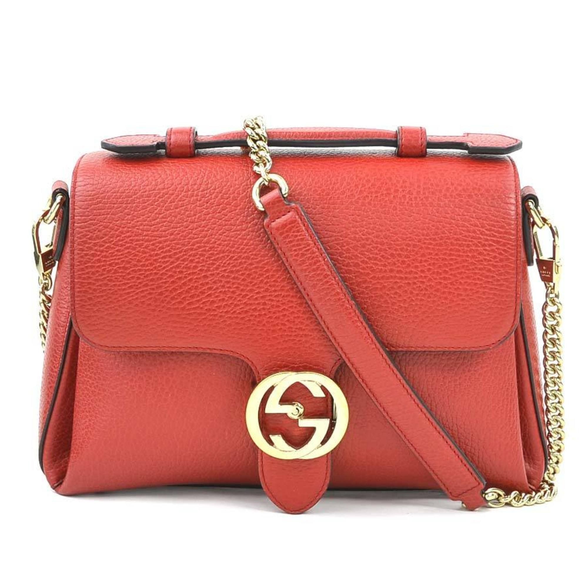 GUCCI Shoulder Bag Interlocking G Leather Red Women's 510302 h31168a