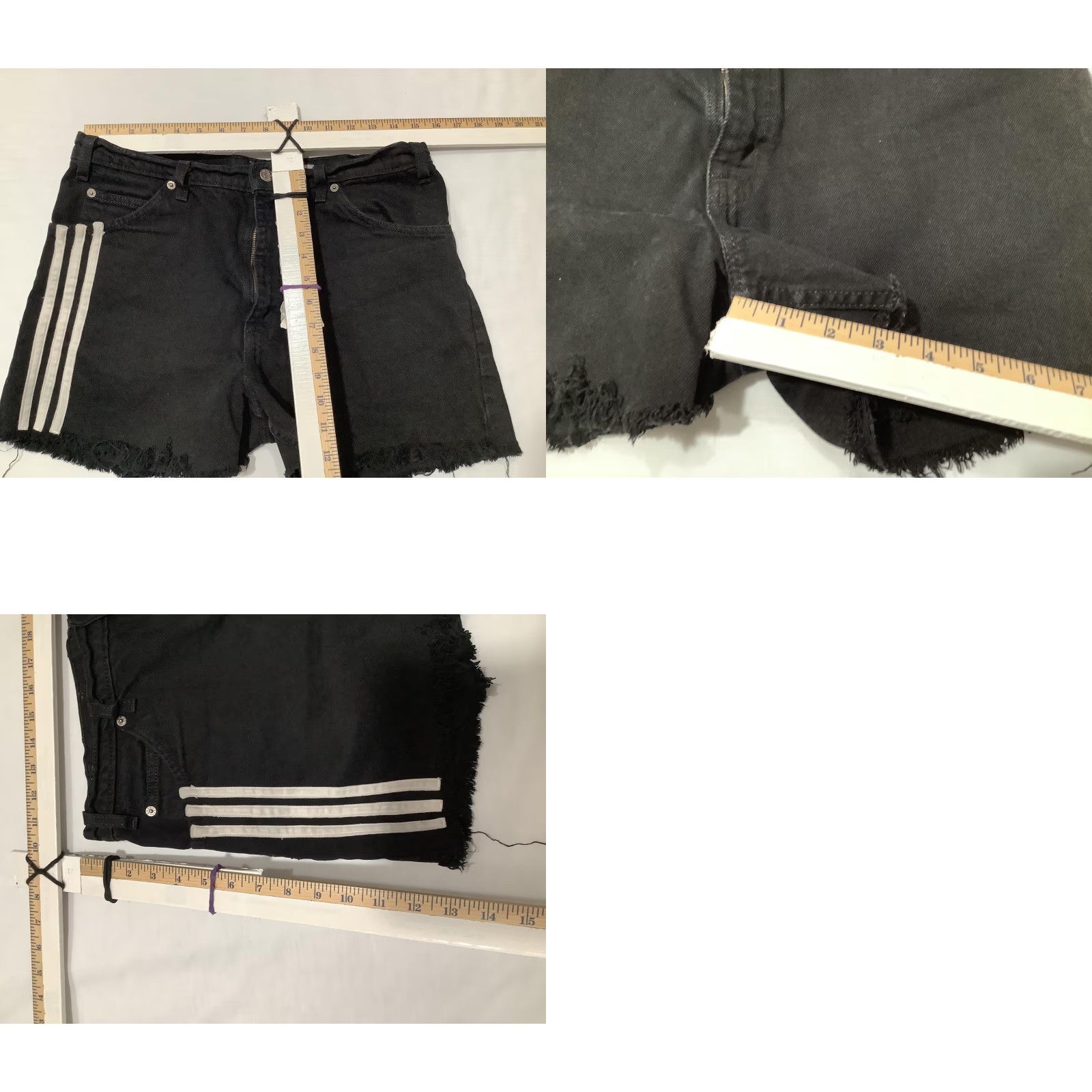 Levi's Levi's 550 Shorts Mens 34 Black Striped Distressed Relaxed Vintage 90s Bermuda Denim Casual Mens, 34 Inseam 4in Size US 34 / EU 50 - 8 Thumbnail