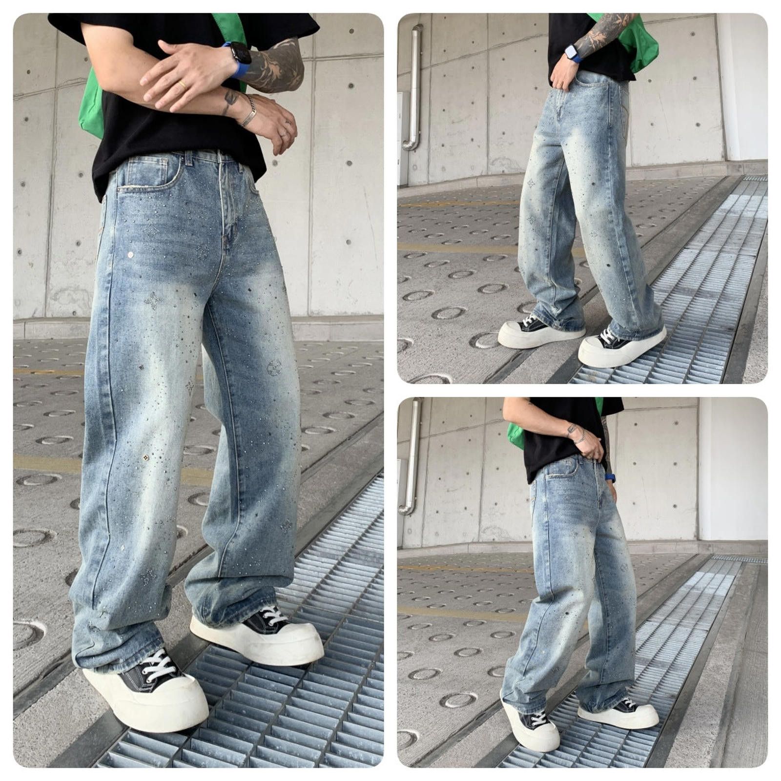 Japanese Brand Light Blue Wide Leg Denim Jeans, Baggy Fit Jeans Size US 30 / EU 46 - 5 Thumbnail