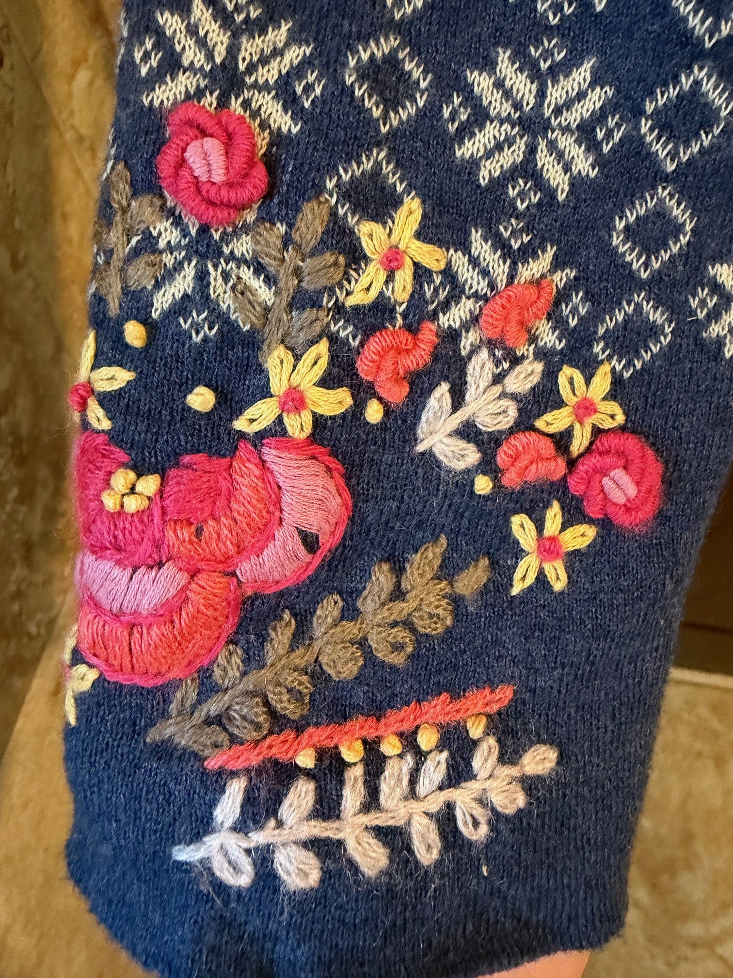 Other April Cornell Women Blue Cotton Floral Embroidered Cardigan Size S / US 4 / IT 40 - 6 Thumbnail