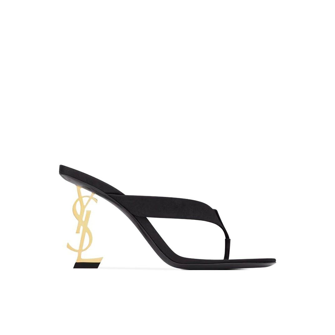 SAINT LAURENT Opyum $1300 Black 85mm Satin Mules New & Authe