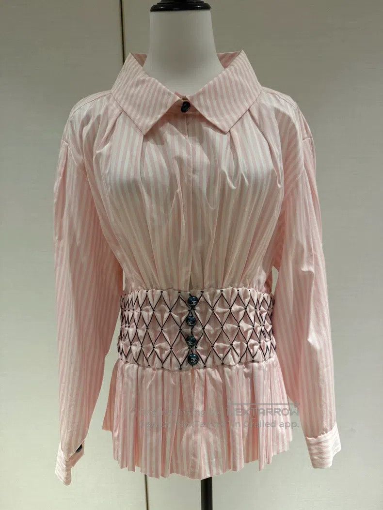 Chanel Chanel 19c Cruise Series Pink Striped Waisted Shirt Size XS / US 0-2 / IT 36-38 - 1 Thumbnail
