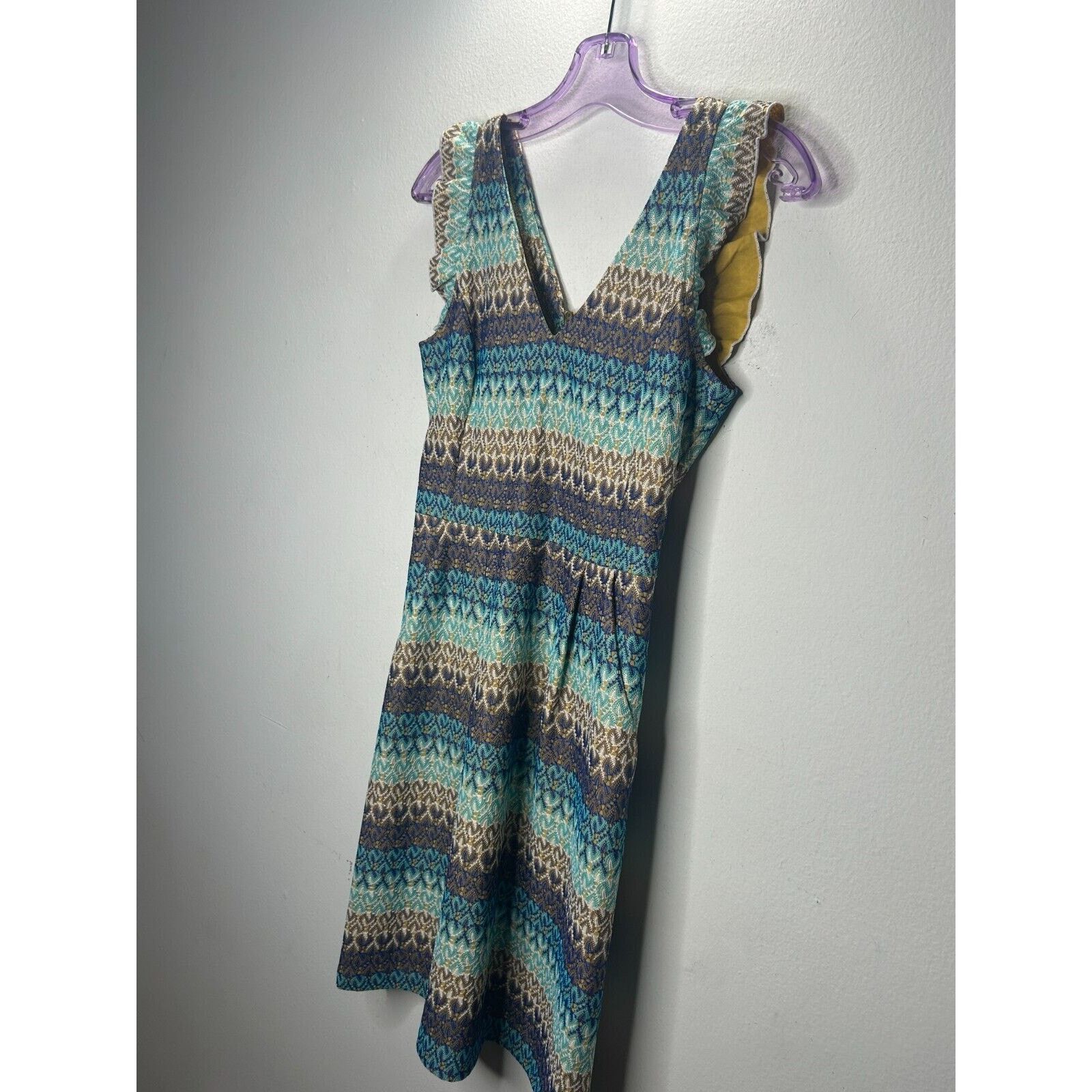 Other Tabitha Crochet Stripe V-Neck Ruffle Cap Sleeve Mini Dress Size XS / US 0-2 / IT 36-38 - 3 Thumbnail