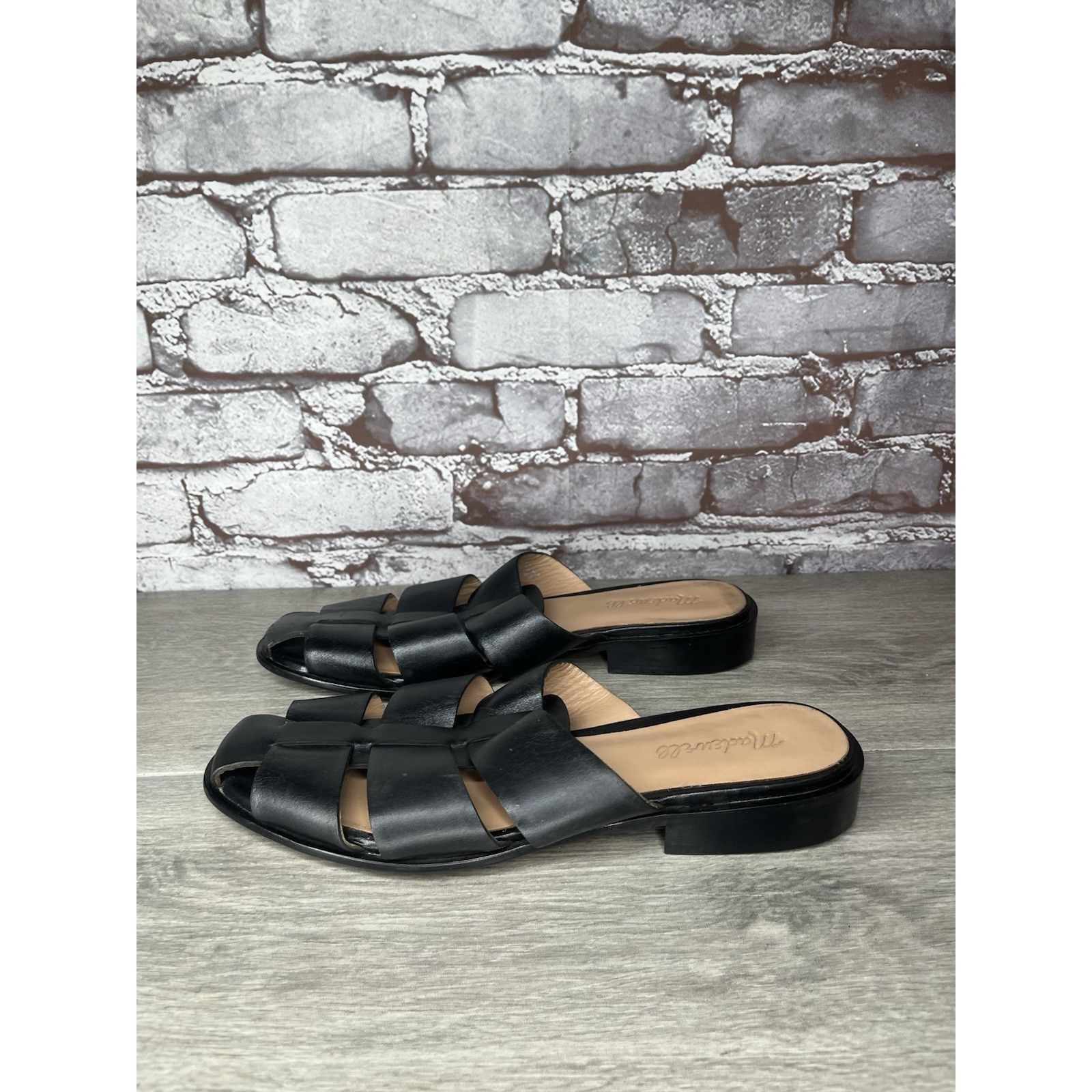 Madewell Madewell The Dixson Fisherman Black Leather Slide Mules Heel Size US 8.5 / IT 38.5 - 1 Thumbnail