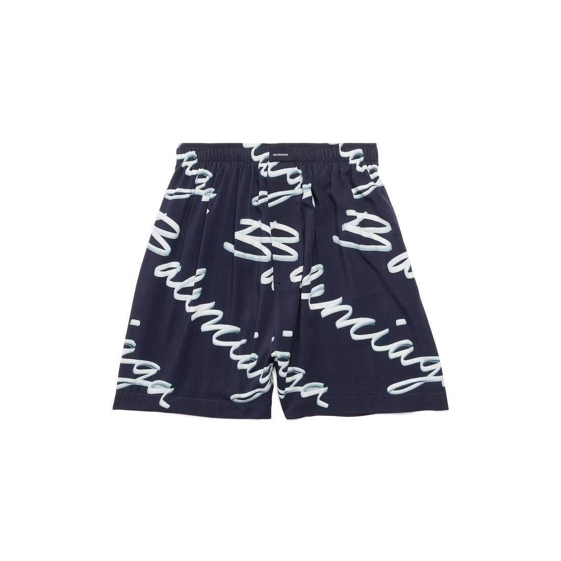 Balenciaga Scribble Pyjama Shorts in dark blue and white viscose poplin Size US 36 / EU 52 - 1 Thumbnail