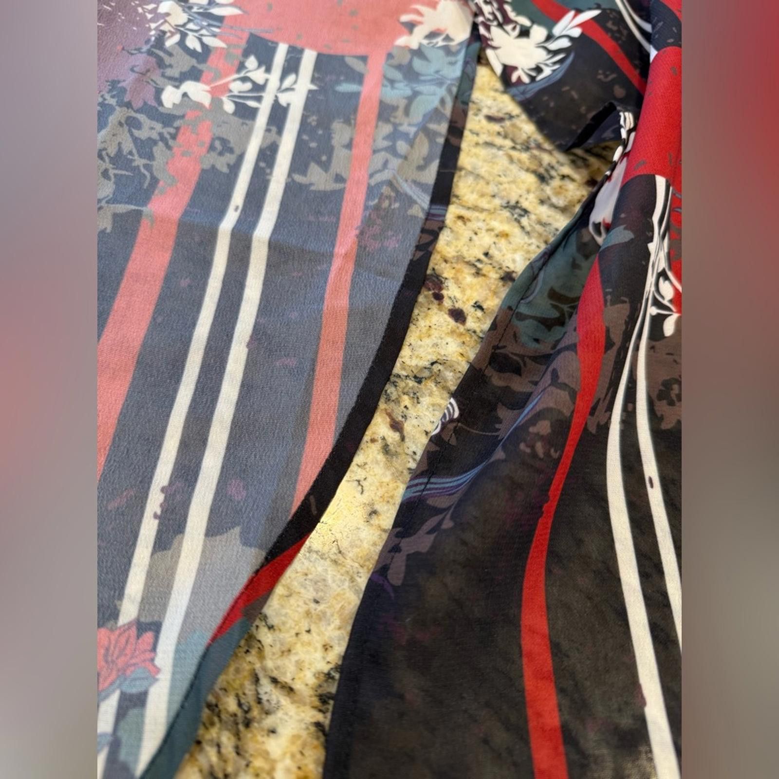 Other Colleen Lopez floral striped kimono cover up black red SZ XS Size ONE SIZE - 11 Thumbnail