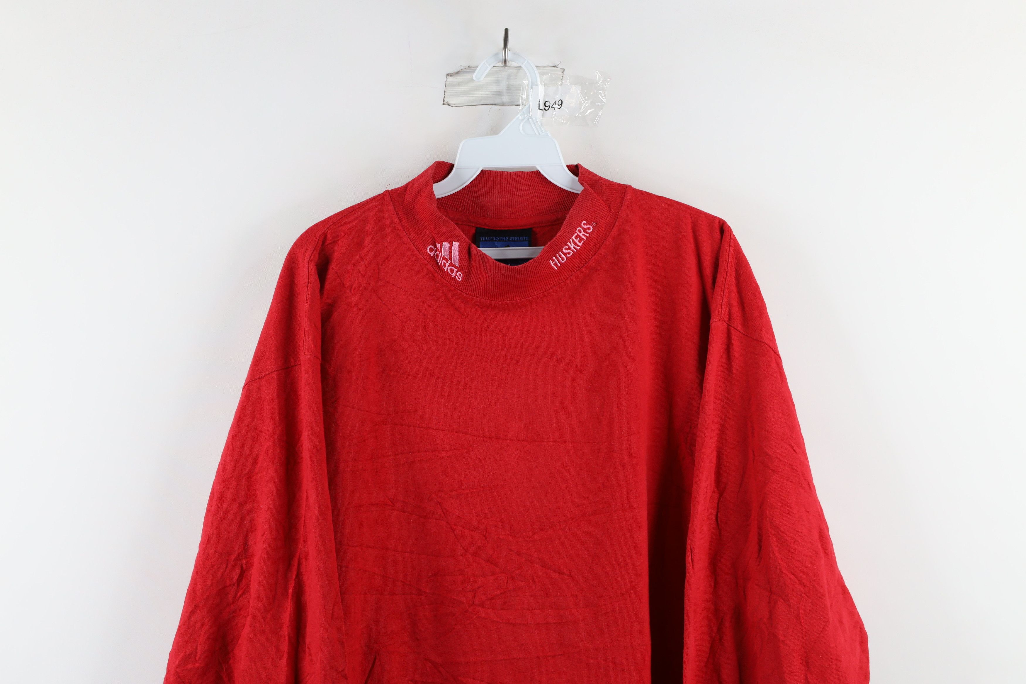 Vintage 90s Adidas Nebraska Neck Long Sleeve T-Shirt USA