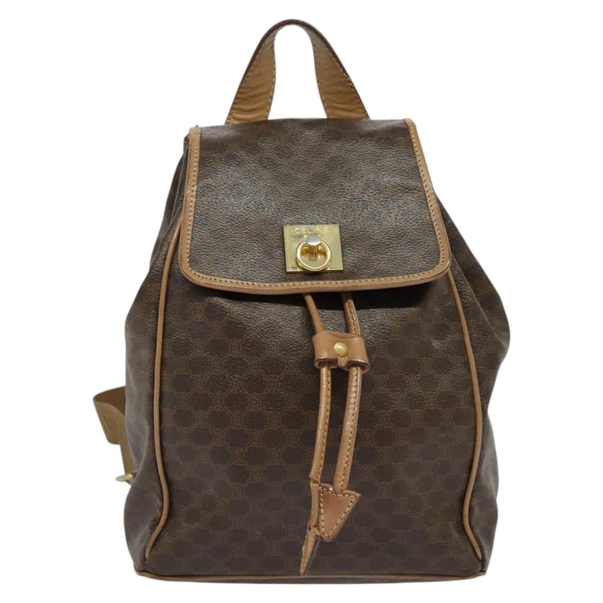 Celine CELINE Macadam Canvas Backpack Pvc Leather Brown Gold Size ONE SIZE - 2 Thumbnail