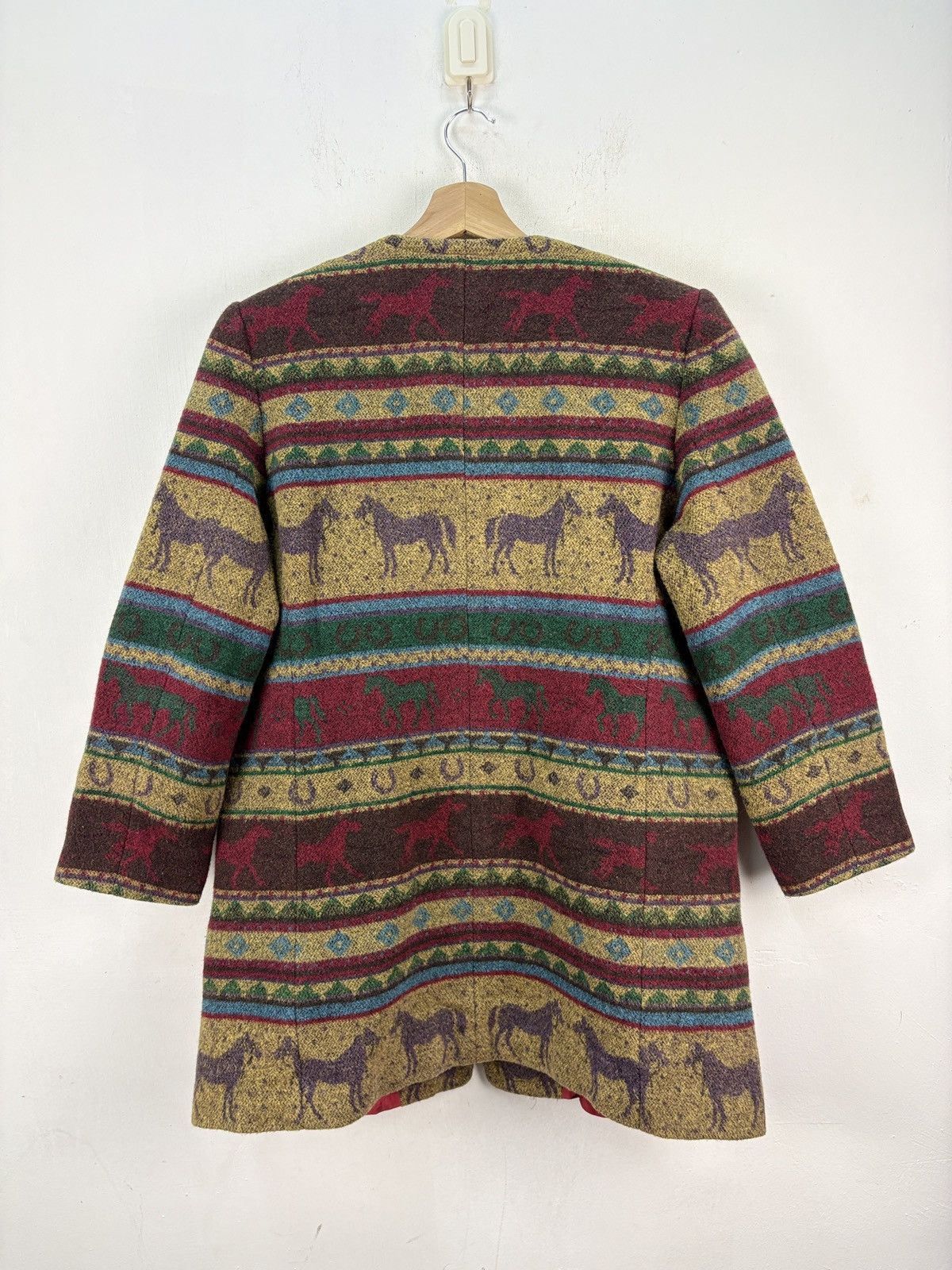 Flannel × Vintage Vintage Tapestry Jacket Wool Coat Aztec Horse Pattern Size US L / EU 52-54 / 3 - 4 Thumbnail