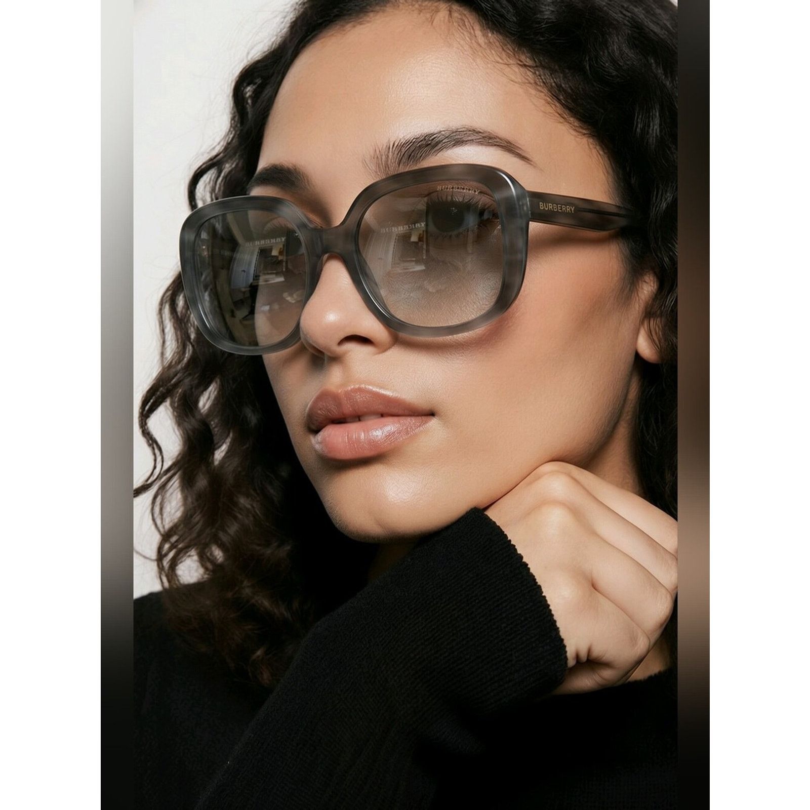 Burberry BURBERRY Oversized Gray Acetate Sunglasses | Made in Italy | Size ONE SIZE - 2 Thumbnail