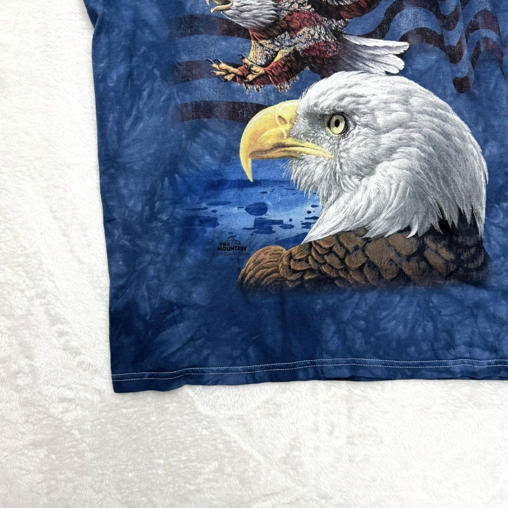 Gildan Gildan Mountain Shirt Mens Medium Blue Eagle American Flag Tie Dye Patriotic USA Crew Neck Short Sleeve Graphic Print Size US M / EU 48-50 / 2 - 7 Thumbnail
