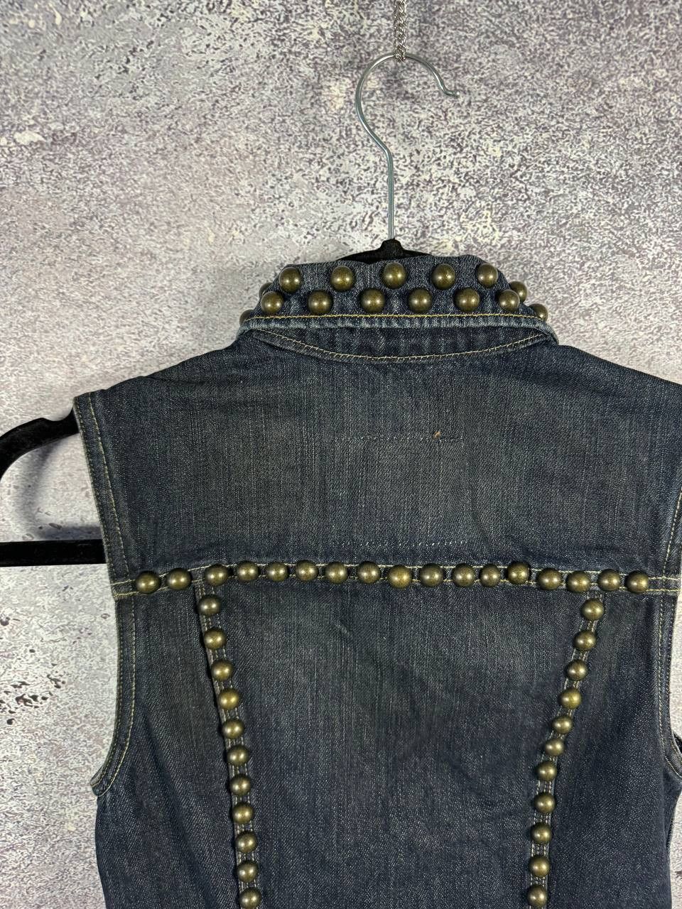 Allsaints × Vintage AllSaints Spitalfields Biker Studded Denim Vests Gilet S sz Size S / US 4 / IT 40 - 11 Thumbnail