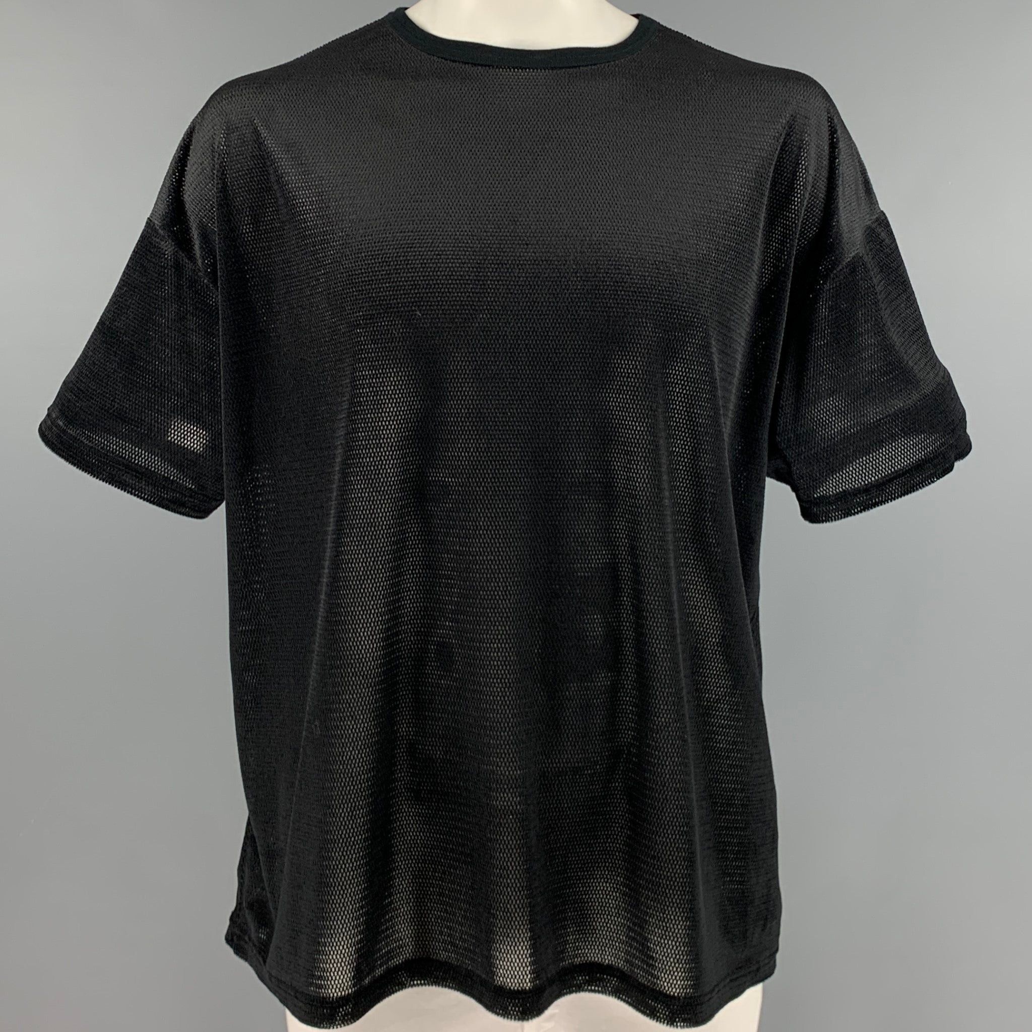 image of Sasquatchfabrix Black Mesh Polyester Short Sleeve Tshirt, Men's (Size XL)