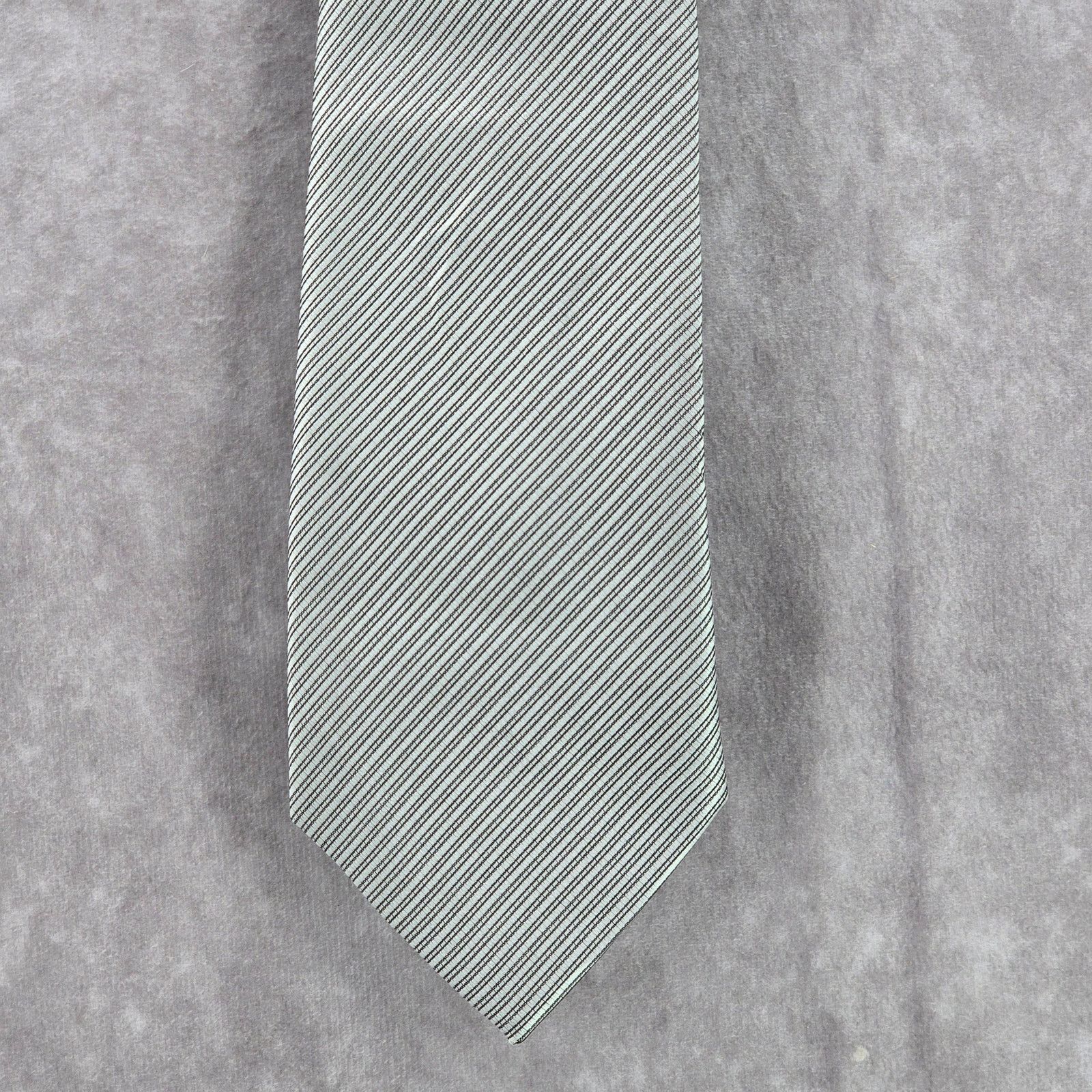 Other Kiss Ties Gray Black Silver Stripe Microfiber Men's Neck Tie Size 30 - 1 Thumbnail