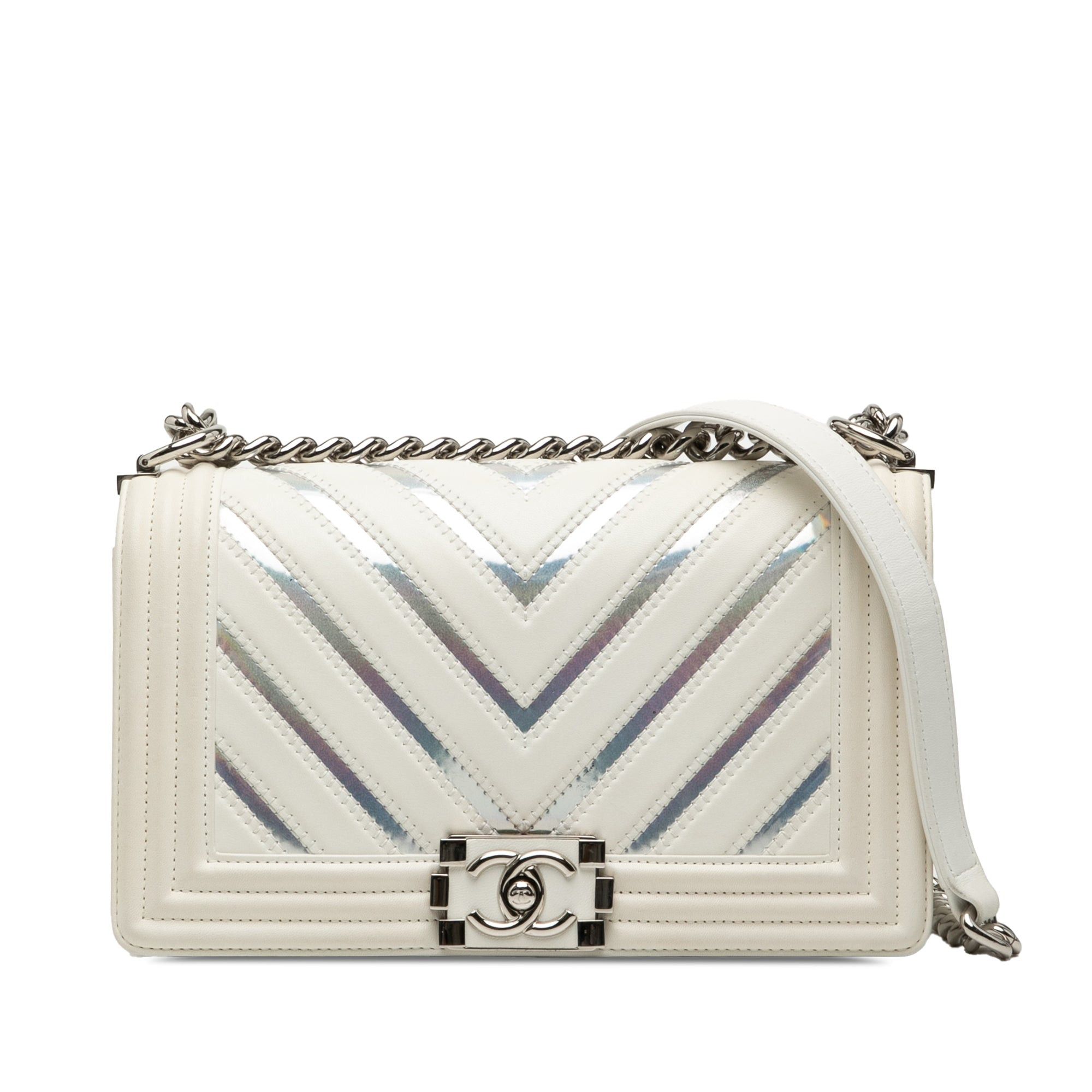 Chanel Old Medium Chevron Lambskin and Iridescent PVC Boy Flap Size ONE SIZE - 1 Thumbnail