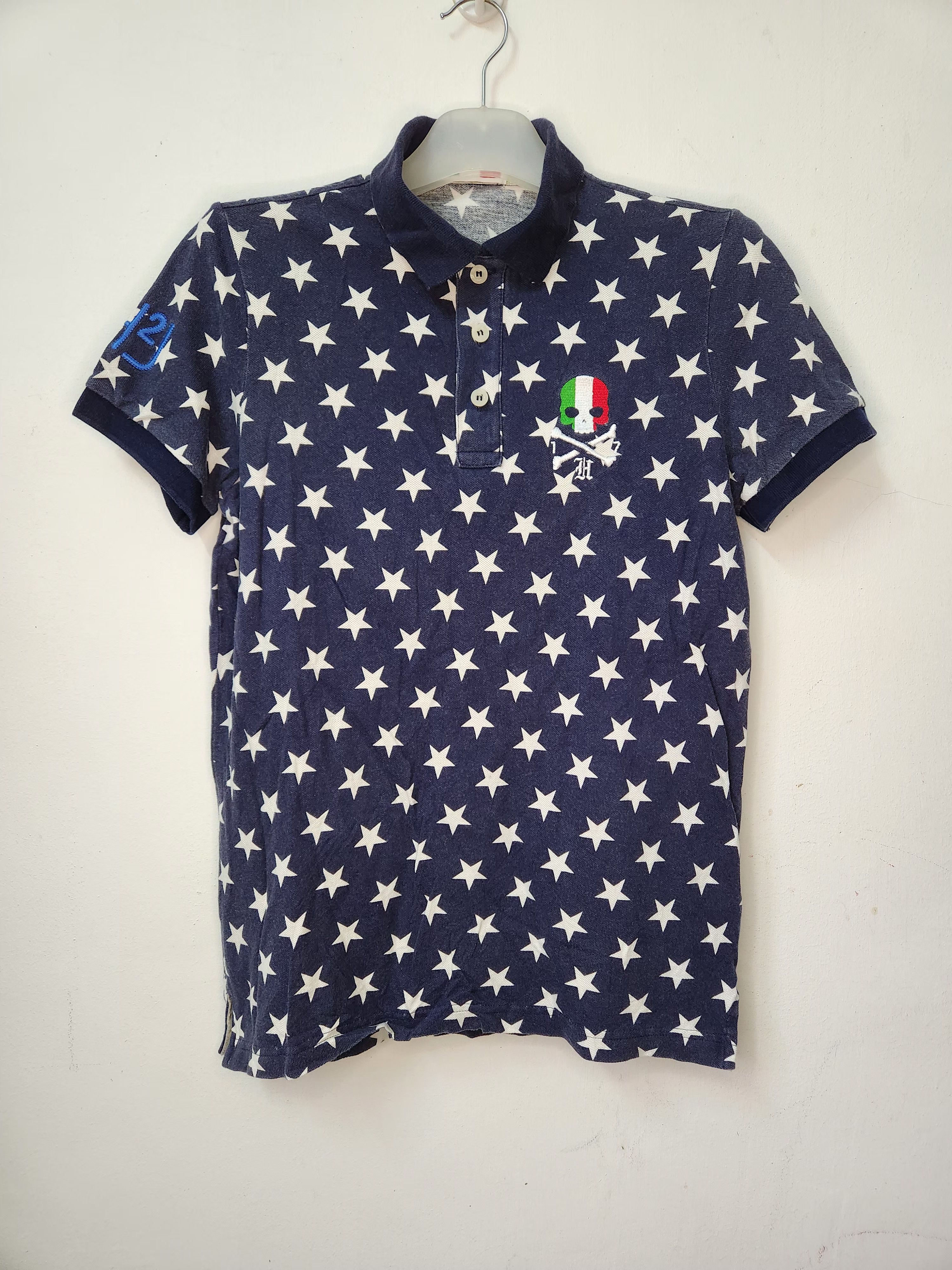HYDROGEN Hydrogen Italy White Stars Polo Shirt Size US S / EU 44-46 / 1 - 1 Thumbnail